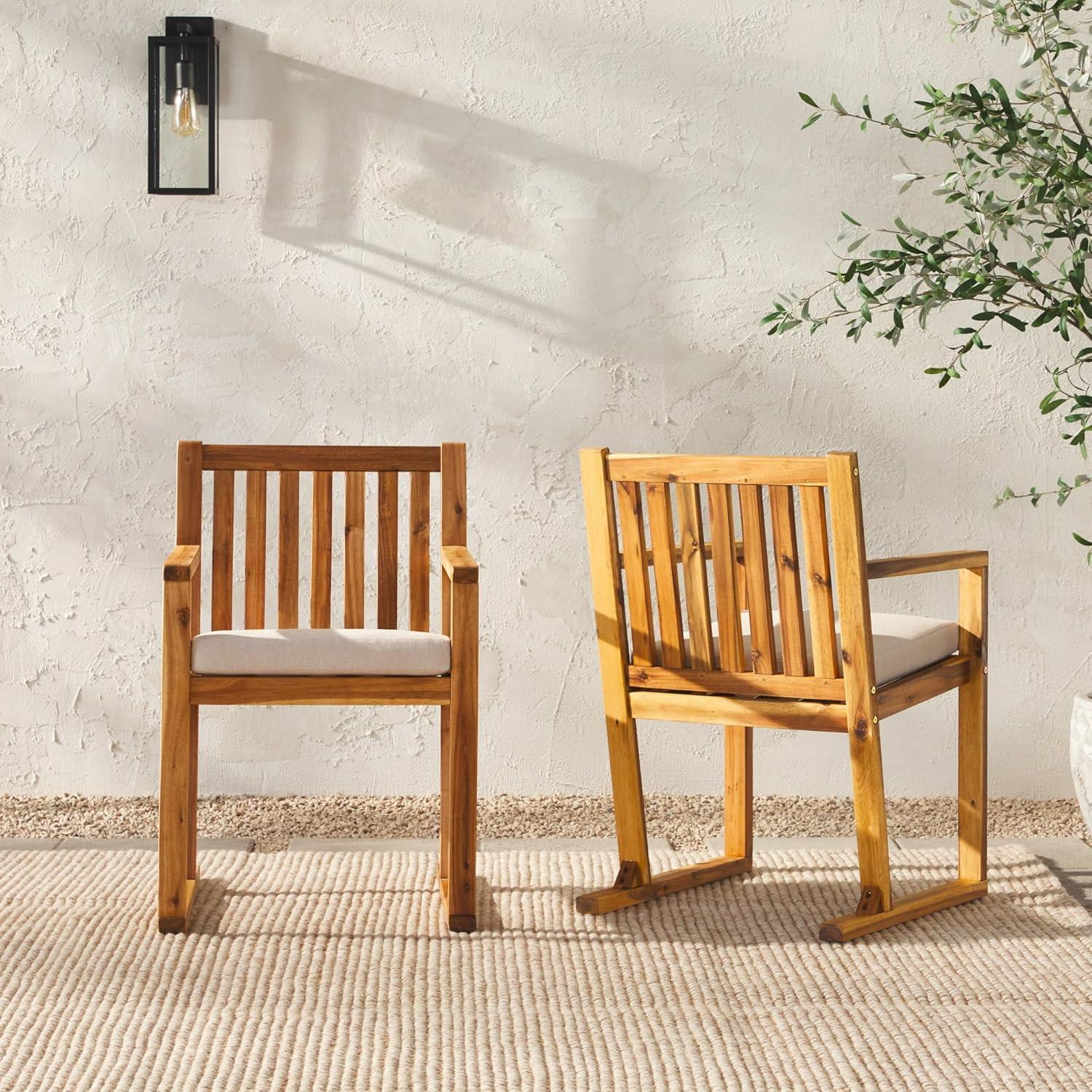 Millwood Pines Contemporary 2-Piece Solid Wood Slat-Back Patio Dining Chairs