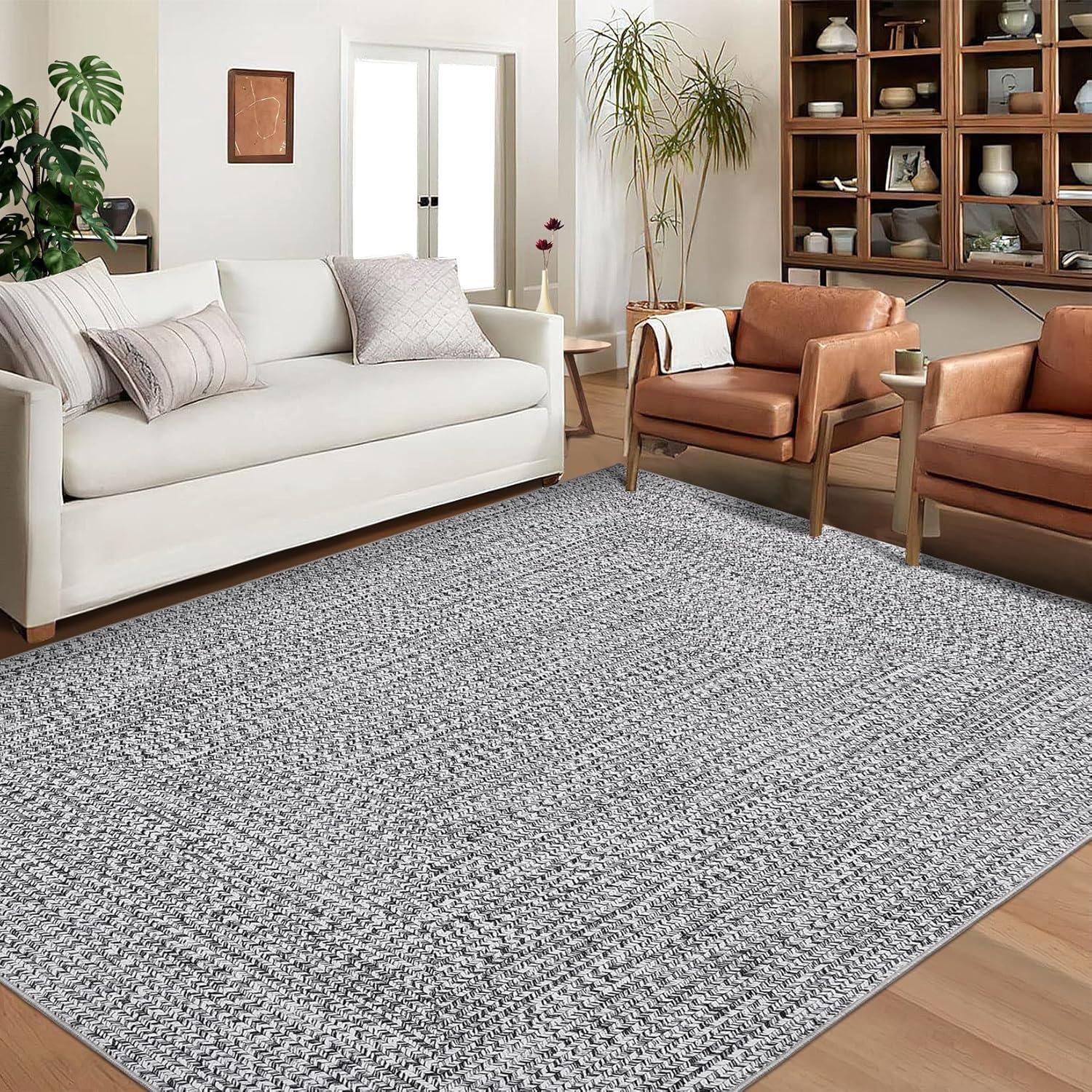 Gray 8' x 10' Braided Pattern Washable Area Rug