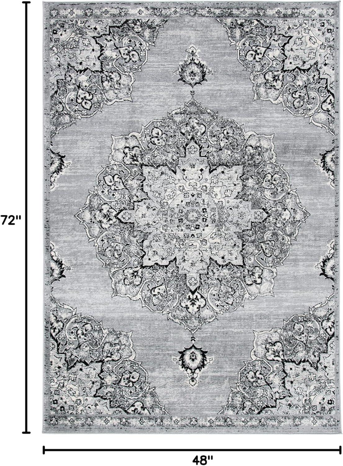 Brentwood BNT802 Power Loomed Area Rug - Silver/Black - 4'x6' - Safavieh.