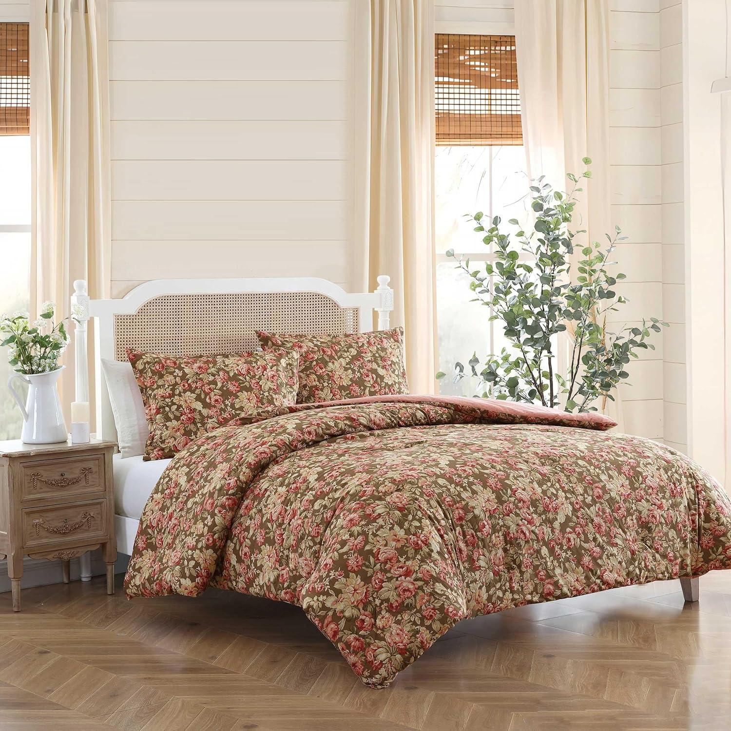 Laura Ashley Bloomsbury Cotton Reversible Brown Comforter Set