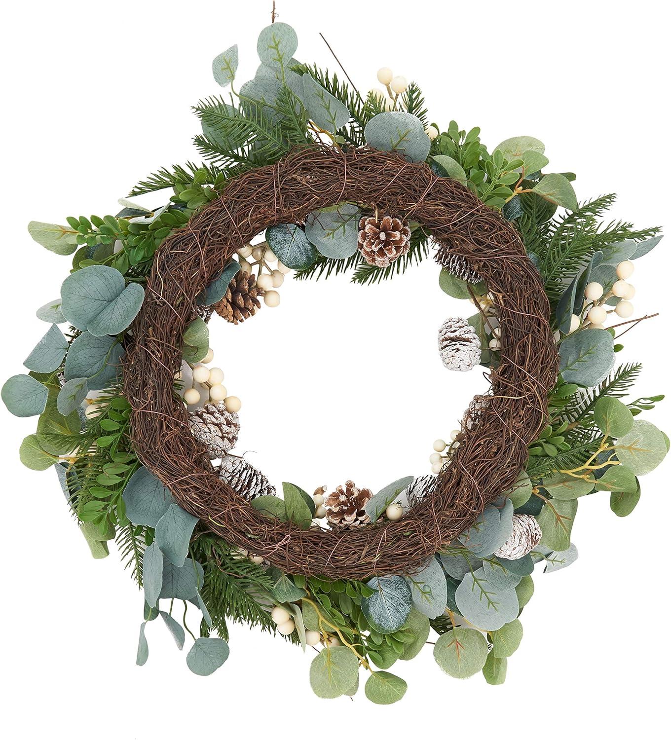 Saro Lifestyle Eucalyptus And Pinecone Spring Wreath