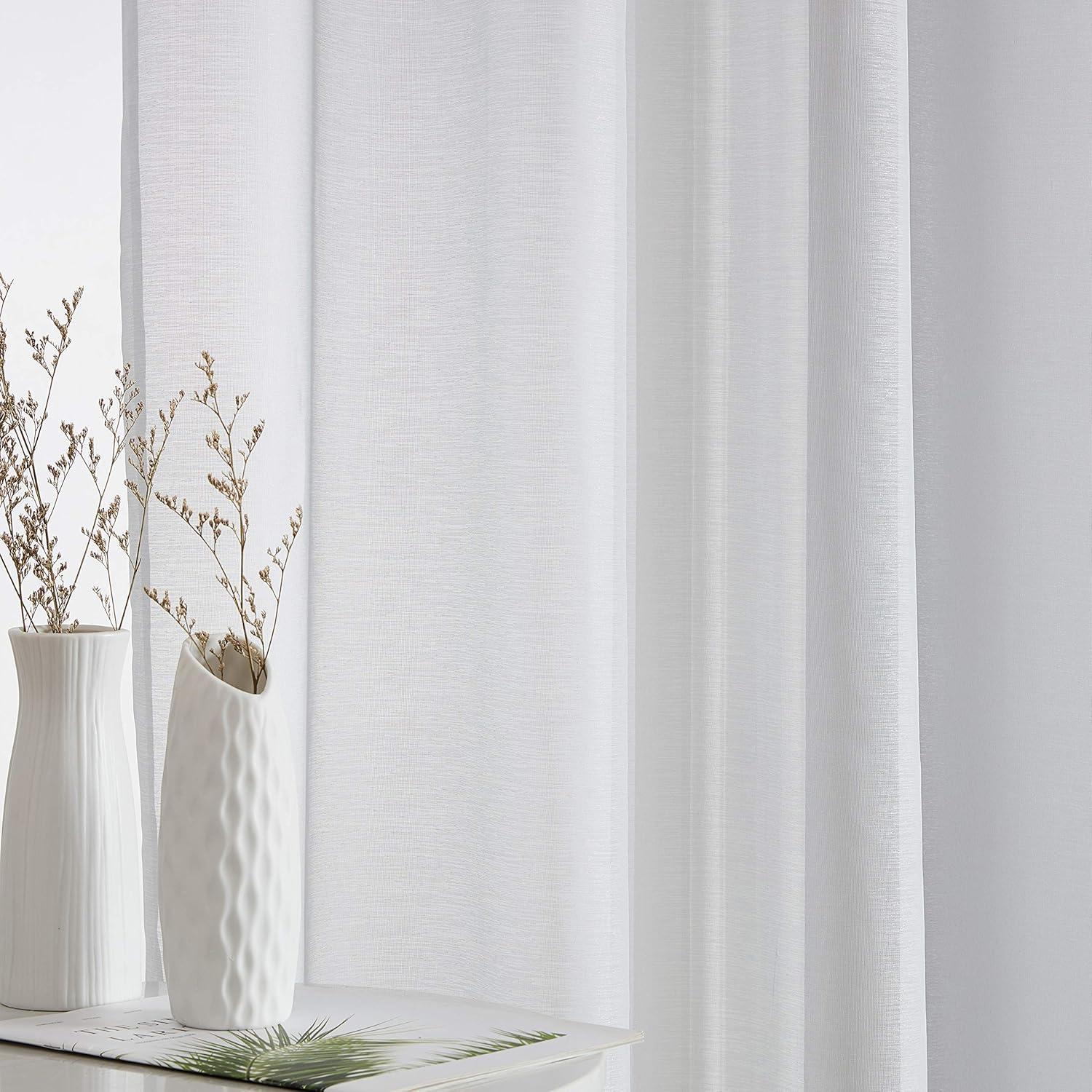 HLC.ME Lauren Semi Sheer Light Filtering Transparent Pocket Top & Back Tab Lightweight Window Curtain Panels, Set of 2 - Silver, 54 W x 84 L