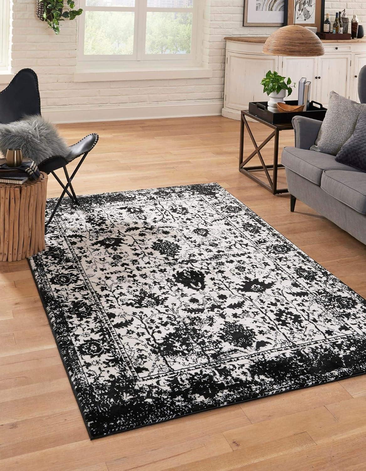 Unique Loom Portland Collection Area Rug - Central (7' 1" x 10' Rectangle Ivory/Gray)