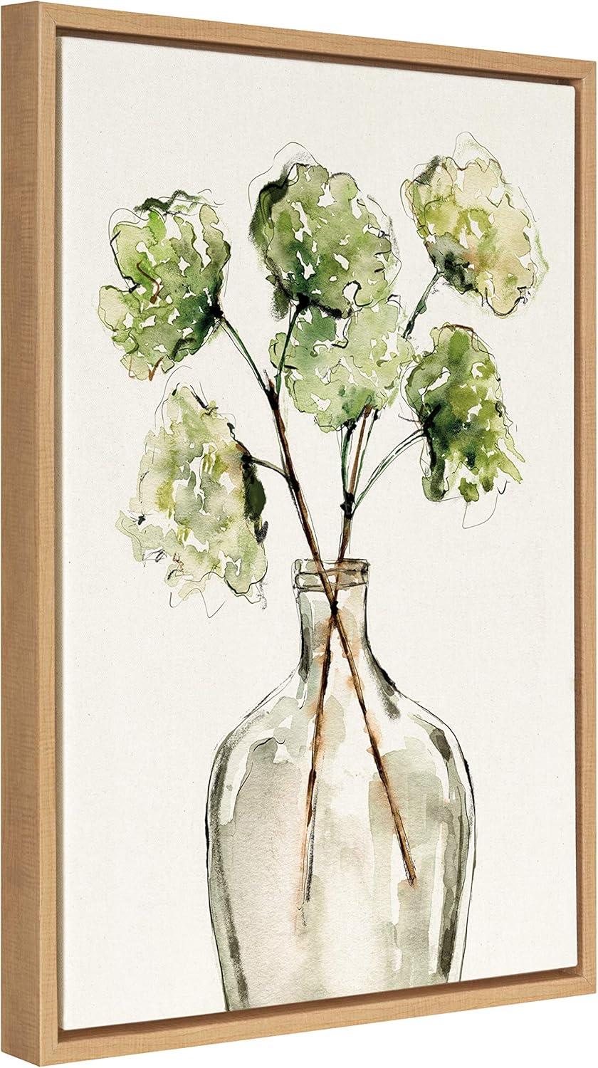 Sylvie Greenery Vase Framed Canvas by Sara Berrenson - Kate & Laurel All Things Decor