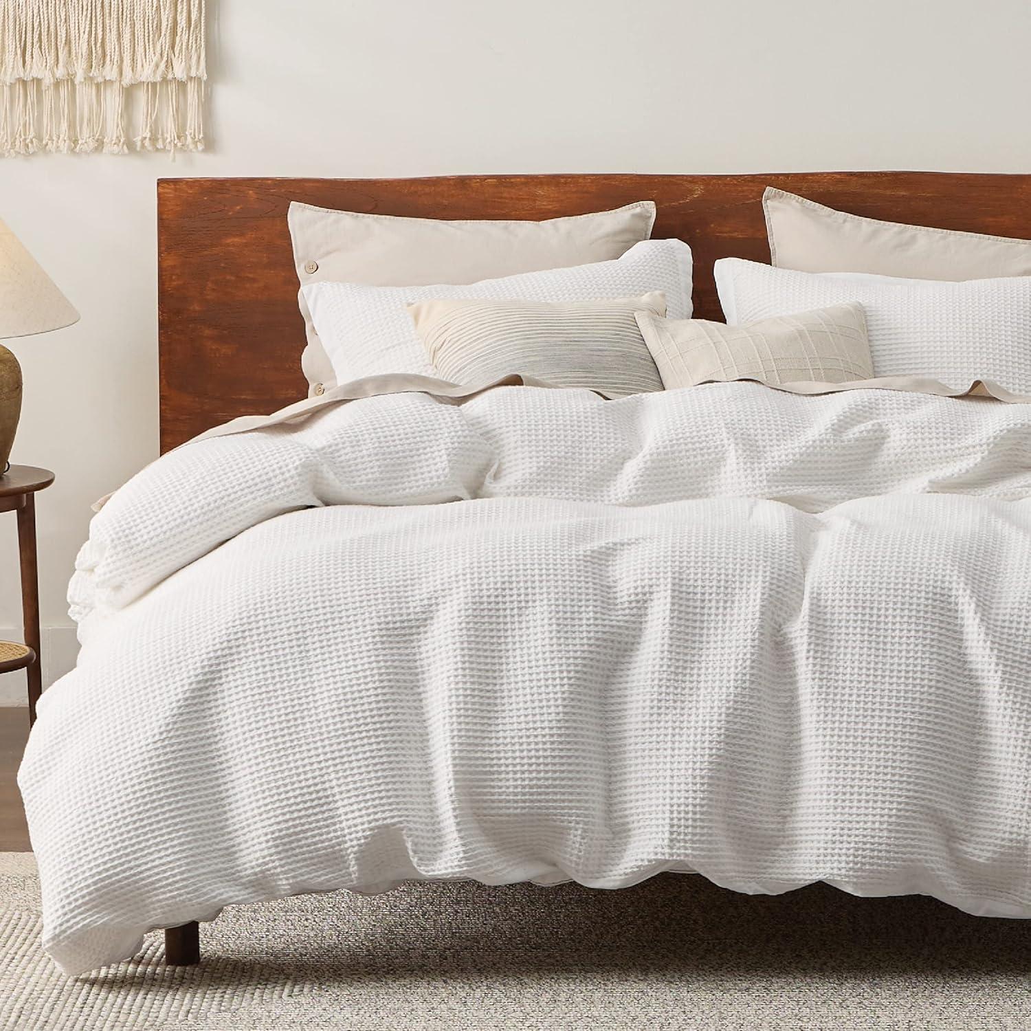 Bedsure Bedsure Cotton Duvet Cover Set - 100% Cotton Waffle Weave Coconut Duvet Cover