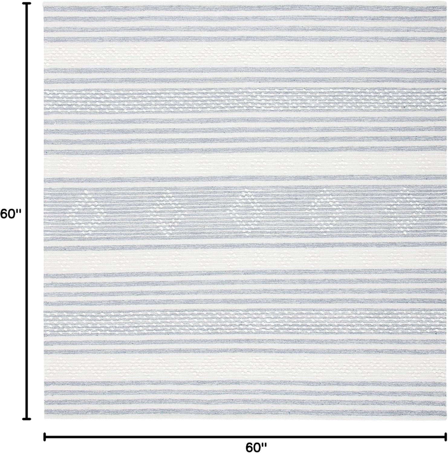 Striped Kilim STK511 Hand Woven Area Rug - Silver/Ivory - 5'x5' - Safavieh.