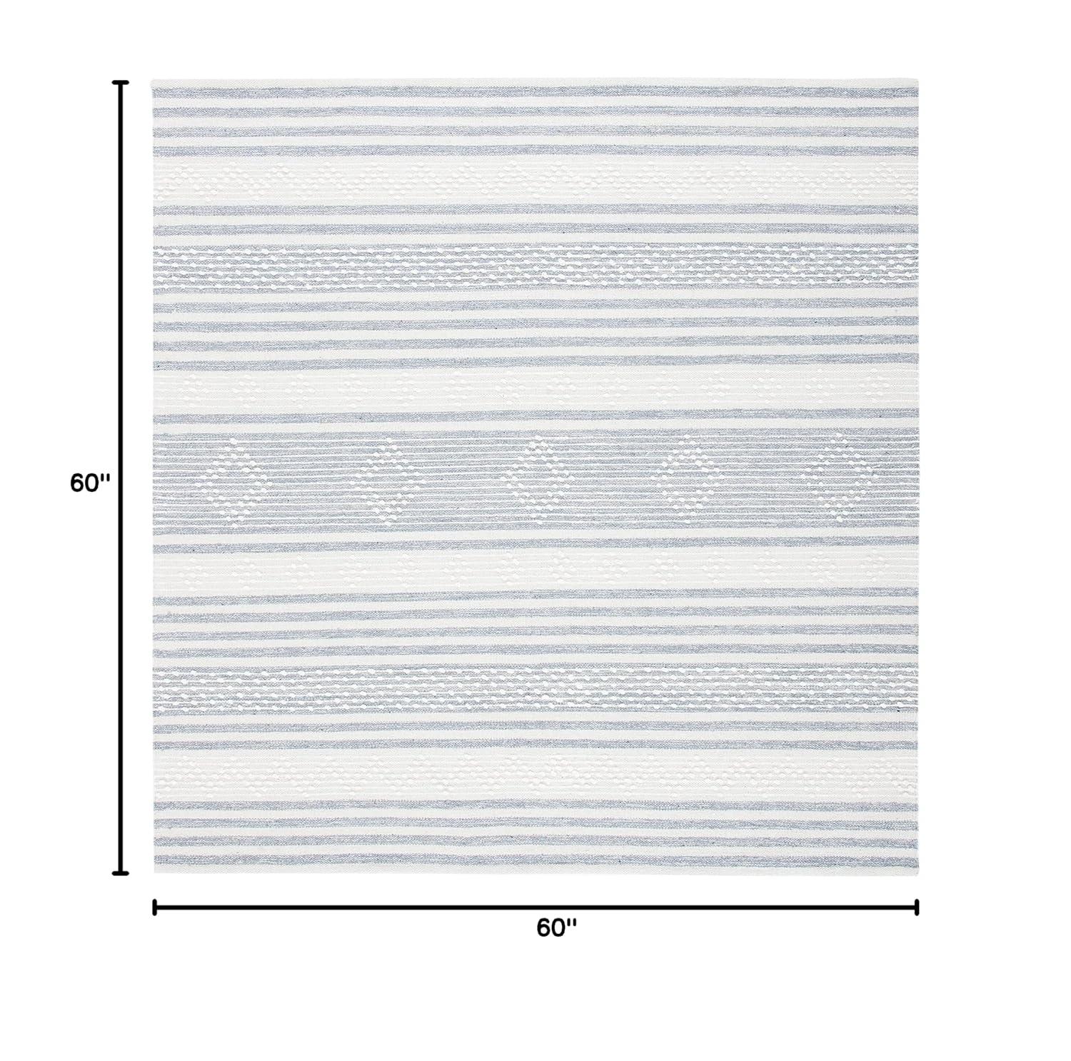 Striped Kilim STK511 Hand Woven Area Rug - Silver/Ivory - 5'x5' - Safavieh.