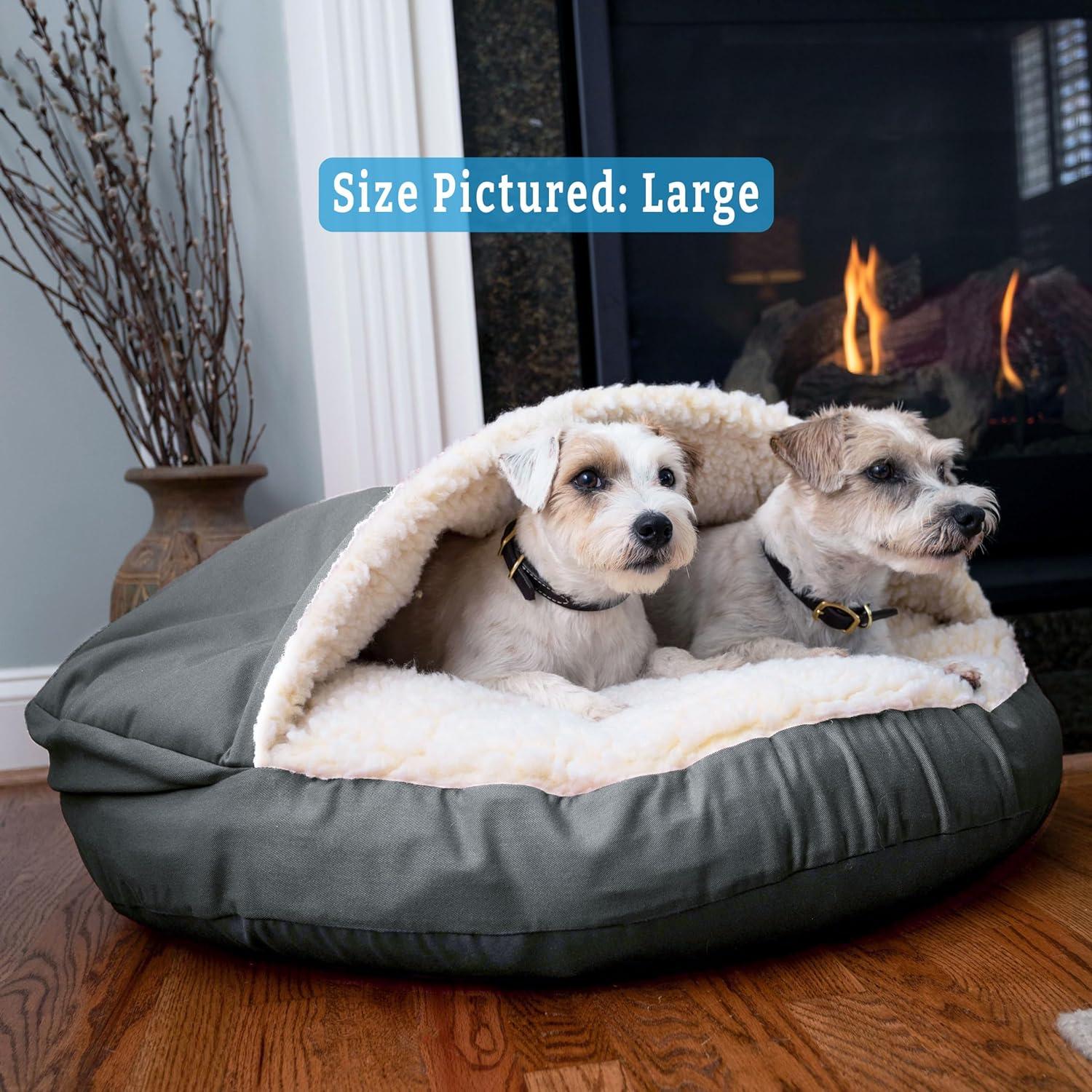Snoozer Cozy Cave Luxury Hooded Microsuede Pet Bed
