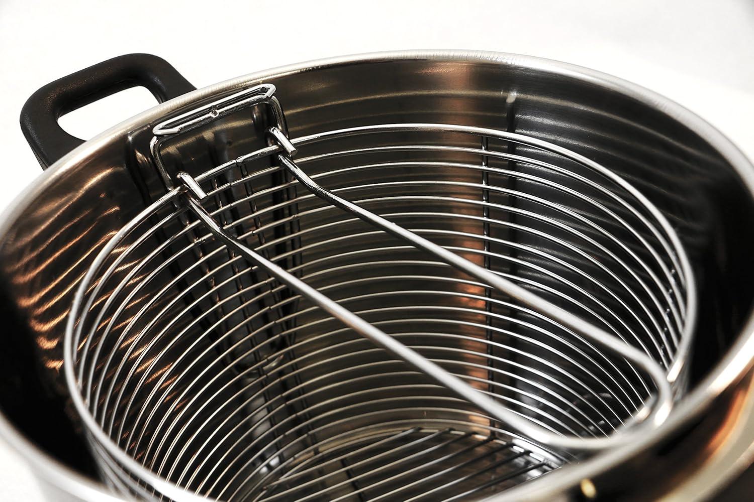 Excelsteel 6 Quart Silver Stainless Steel Deep Fryer Set