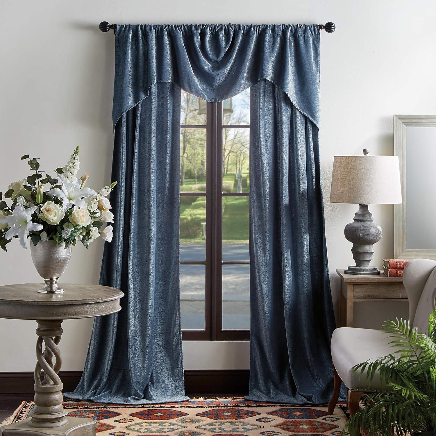 Martha Stewart Naples Chenille Solid Semi-Sheer Rod Pocket Curtain Panels (Set of 2)