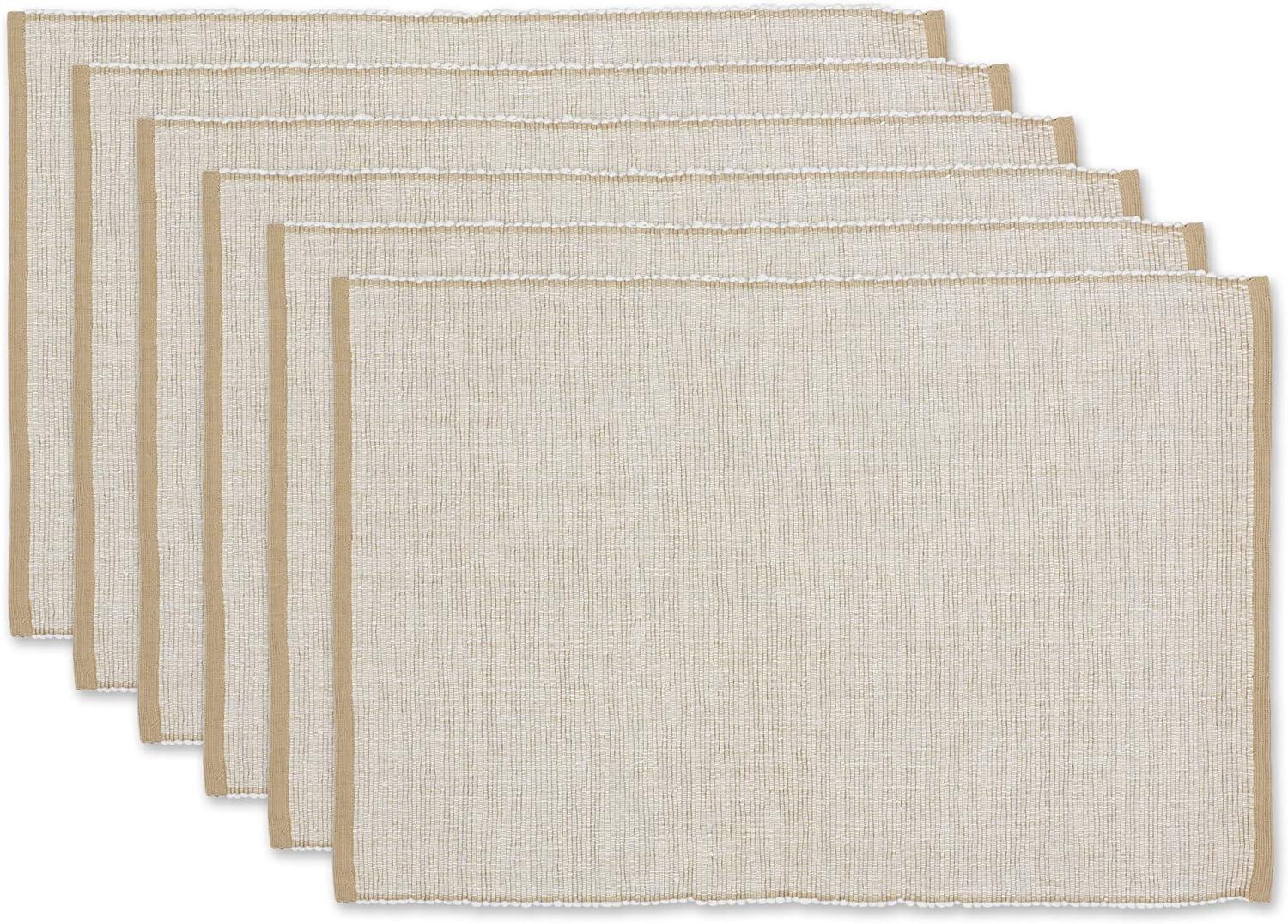 DII Stone Eco-Friendly Chambray Fine Ribbed Cotton Placemat 6 Piece 13x19