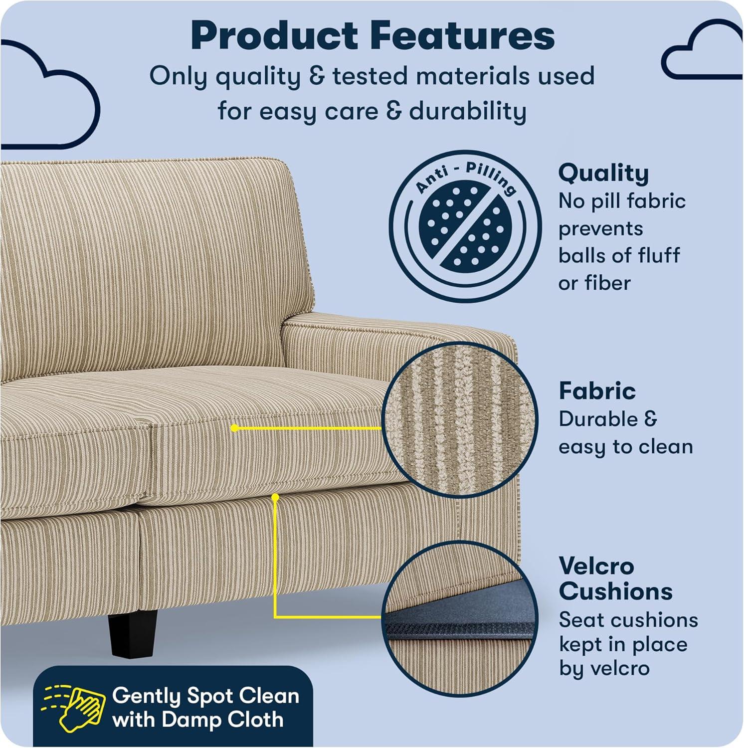 Serta Palisades 73" Track Arm Sofa, Easy Care Fabric, Soft Pillow Back, Pocket Coil Seat Cushions