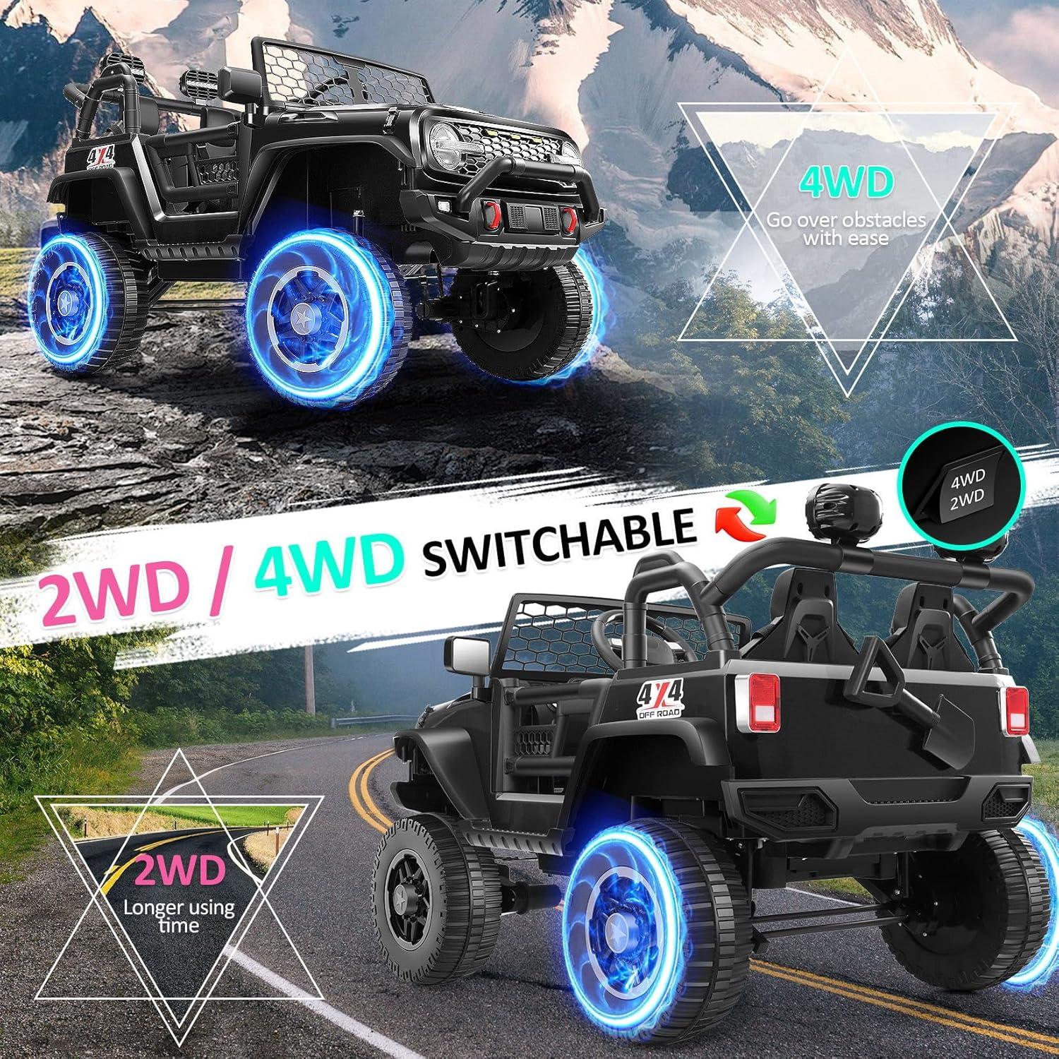 24V Black 2-Seater Electric SUV Ride-On Car with Remote Control