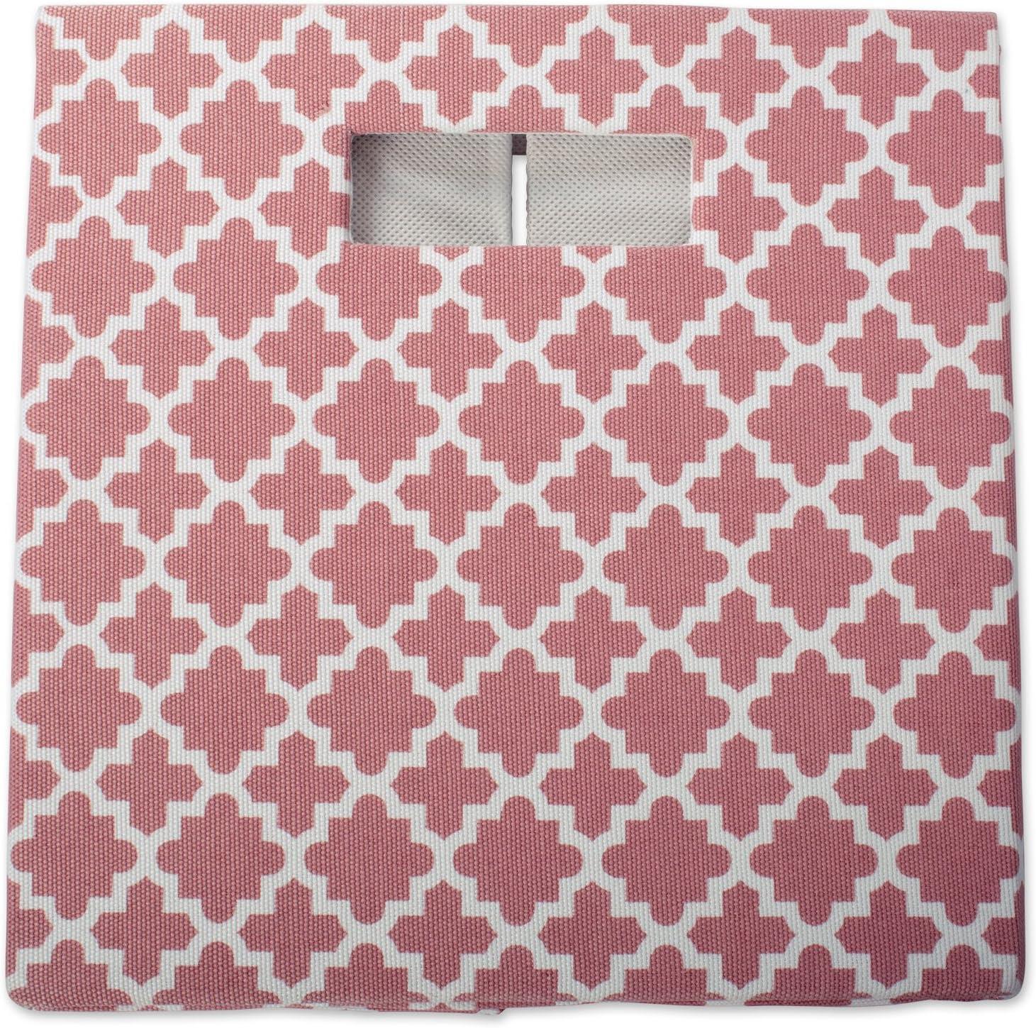 Contemporary Home Living Rose Pink Cube Storage Bin with Lattice Design 13"