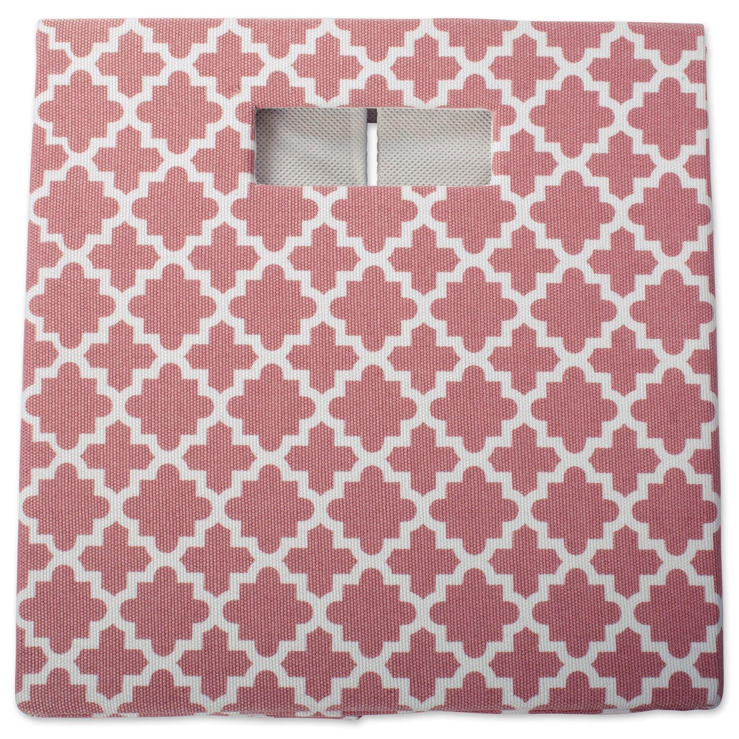 Design Imports CAMZ37898 13 x 13 x 13 in. Lattice Square Polyester Storage Cube, Rose