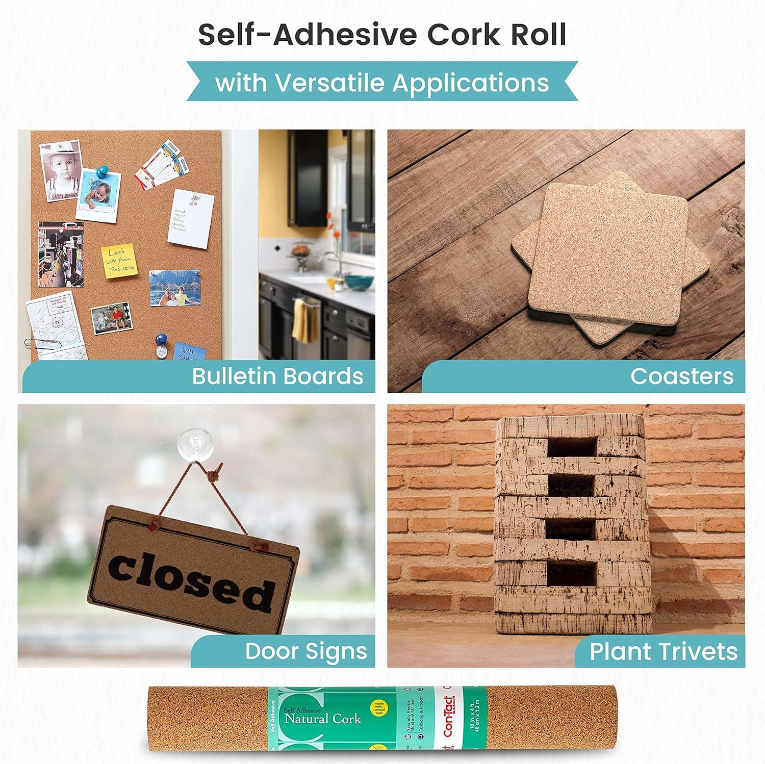 Brown Self-Adhesive Natural Cork Rolls Pack of 6