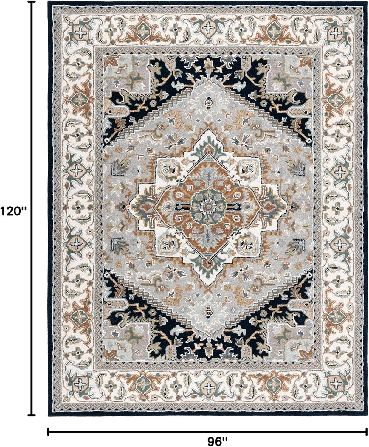 Heritage HG625 Handmade Area Rug - 8'x10' - Grey/Navy - Safavieh