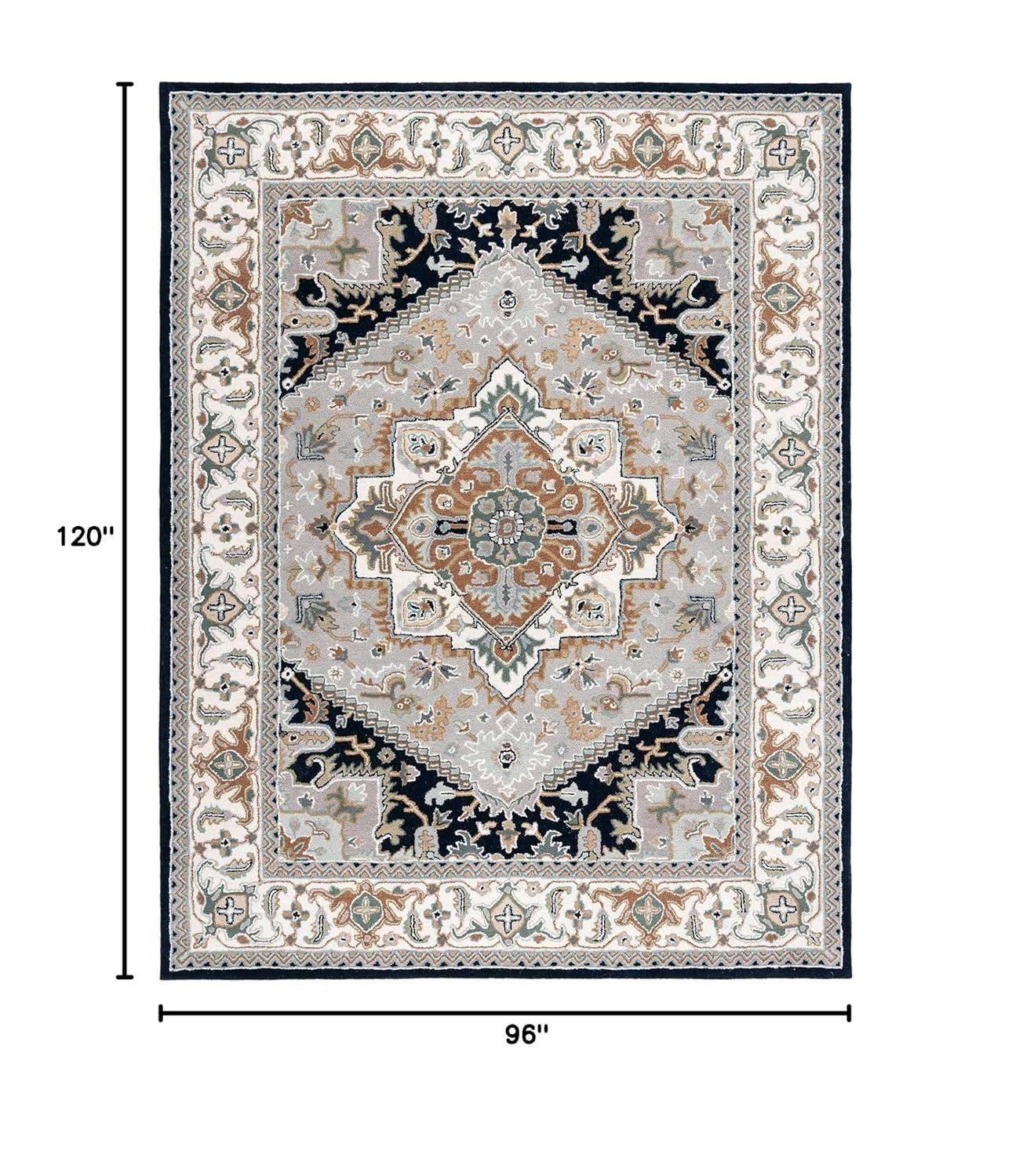Heritage HG625 Handmade Area Rug - 8'x10' - Grey/Navy - Safavieh