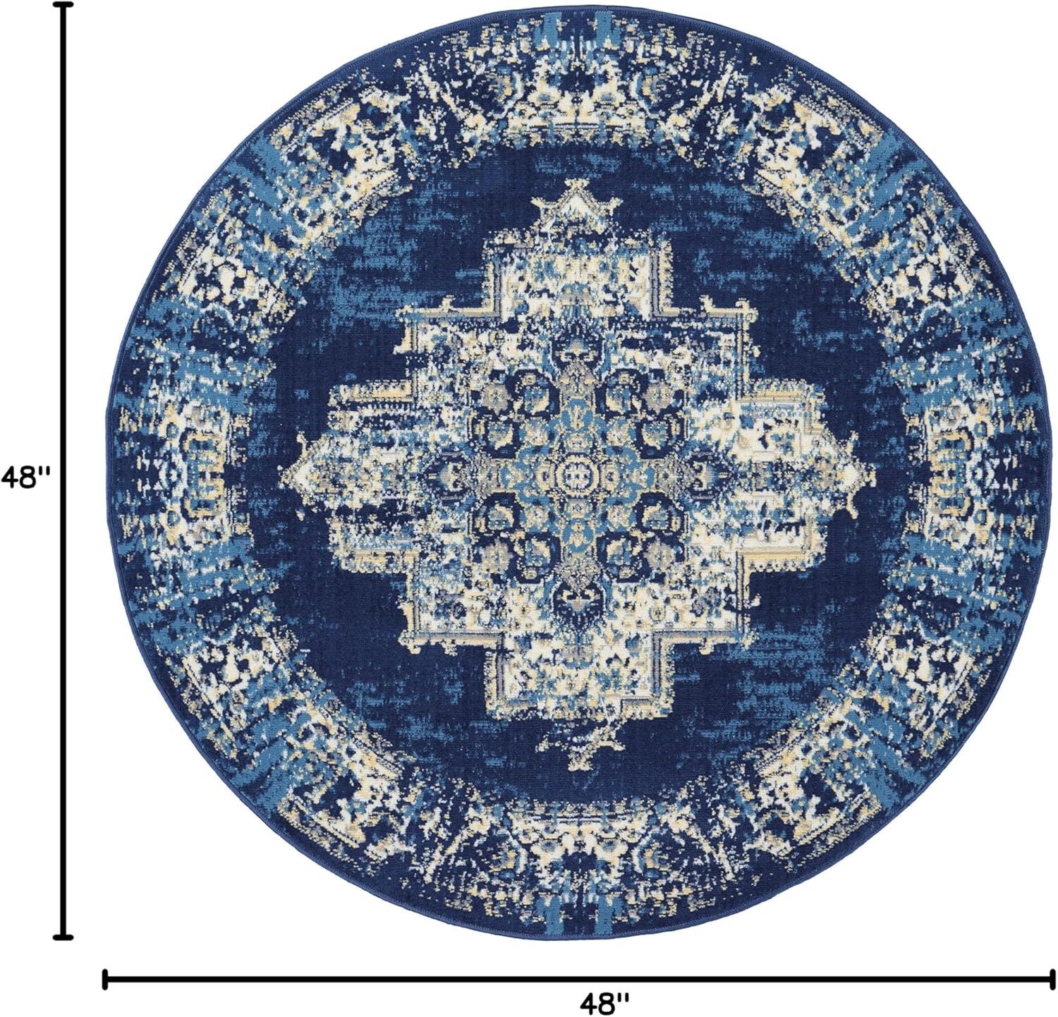 Nourison Grafix GRF14 Indoor only Area Rug - Navy Blue 4' Round