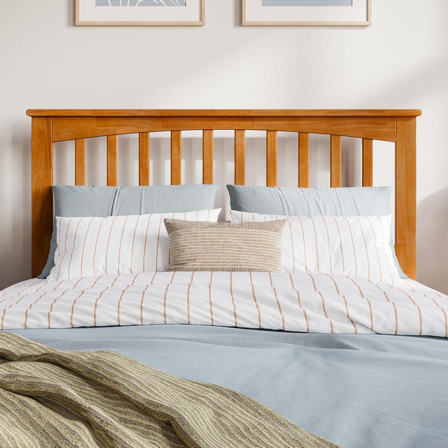 AFI Furnishings Mission Full Solid Wood Headboard with Attachable Charger in Light Toffee