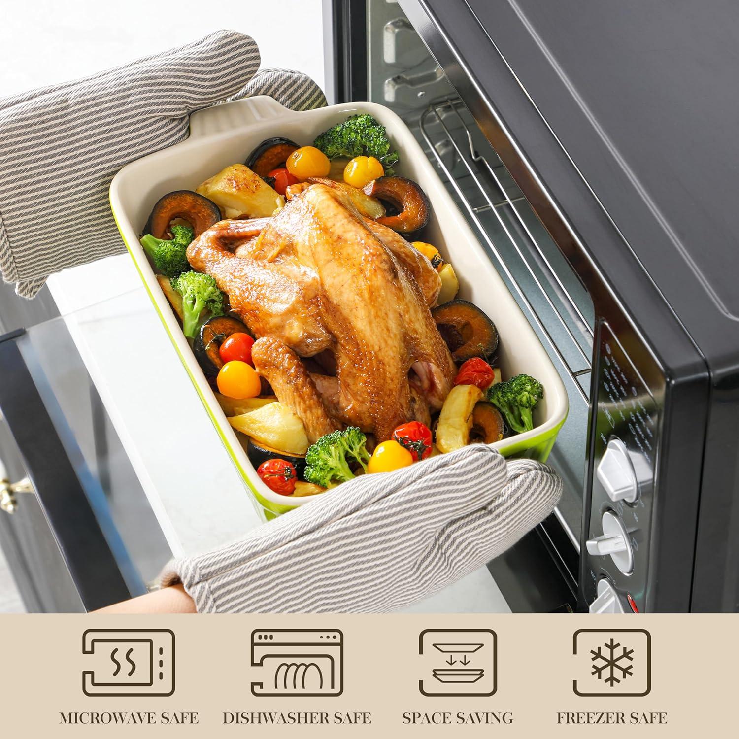 Adeco Trading Casserole Dishes For Oven, Porcelain Baking Dishes, Ceramic Bakeware Sets Of 4, Rectangular Lasagna Pans Deep With Handles For Baking Kitchen,  (9.4"/11.1"/12.2"/14.7"),