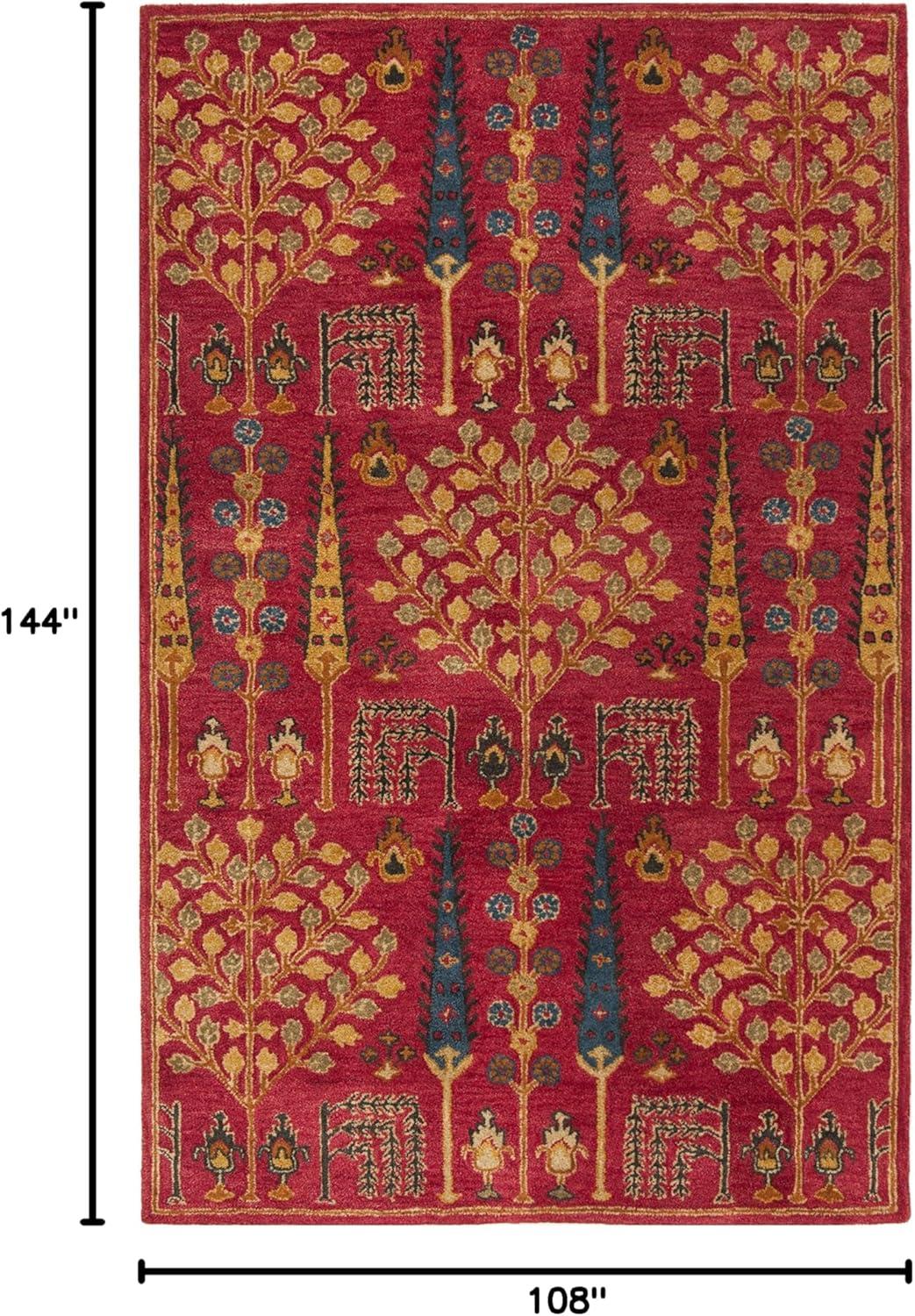 SAFAVIEH Heritage Kynaston Floral Wool Area Rug, Red/Multi, 9' x 12'