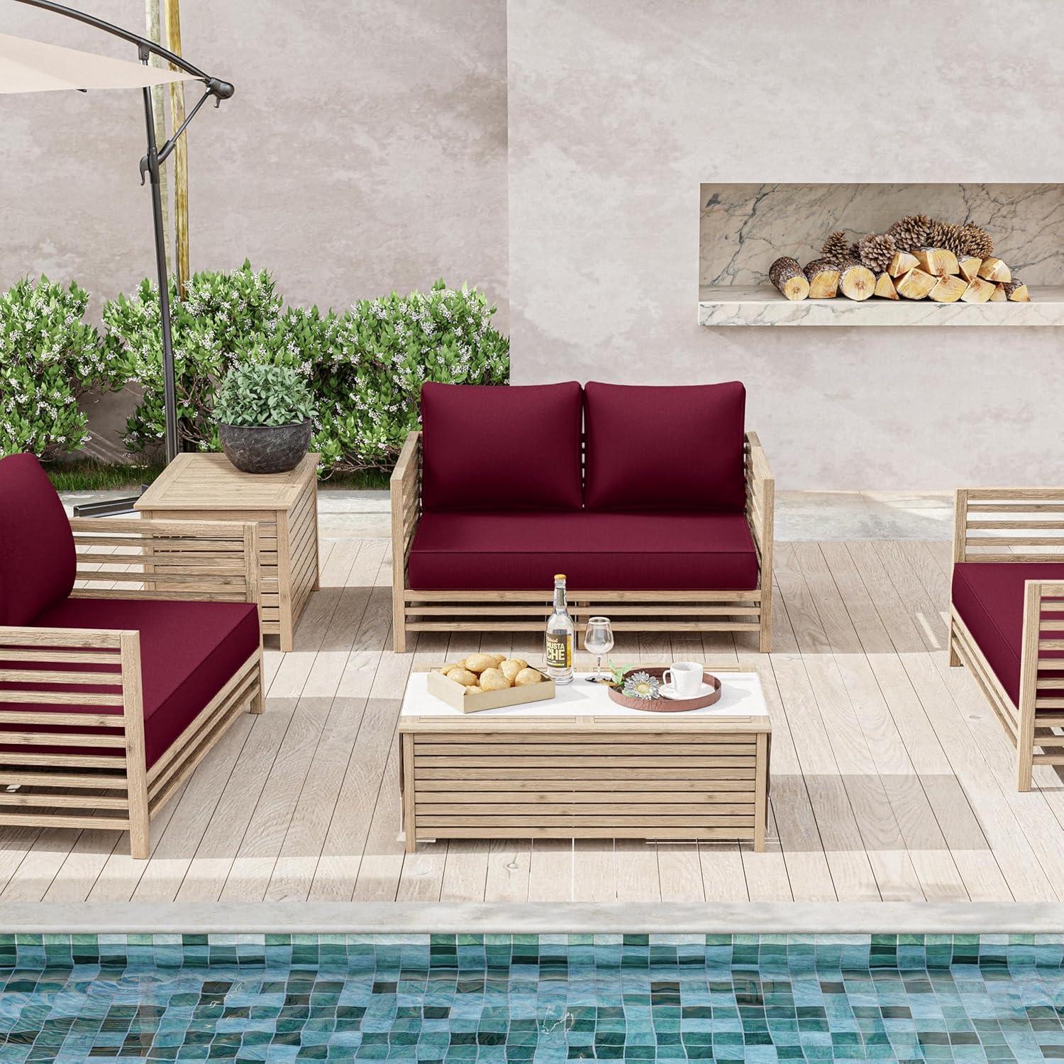 Outdoor Loveseat Cushion Set 46 X 26 Inch Water Repellent & Fadeness Patio Furniture Cushions,Removable Outdoor Couch Cushions with Hidden Zipper & Adjustment Staps for Couch, Bench, and Swing