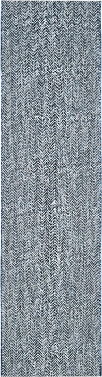 Navy and Grey Rectangular Synthetic Easy-Care Area Rug - 27"x6"