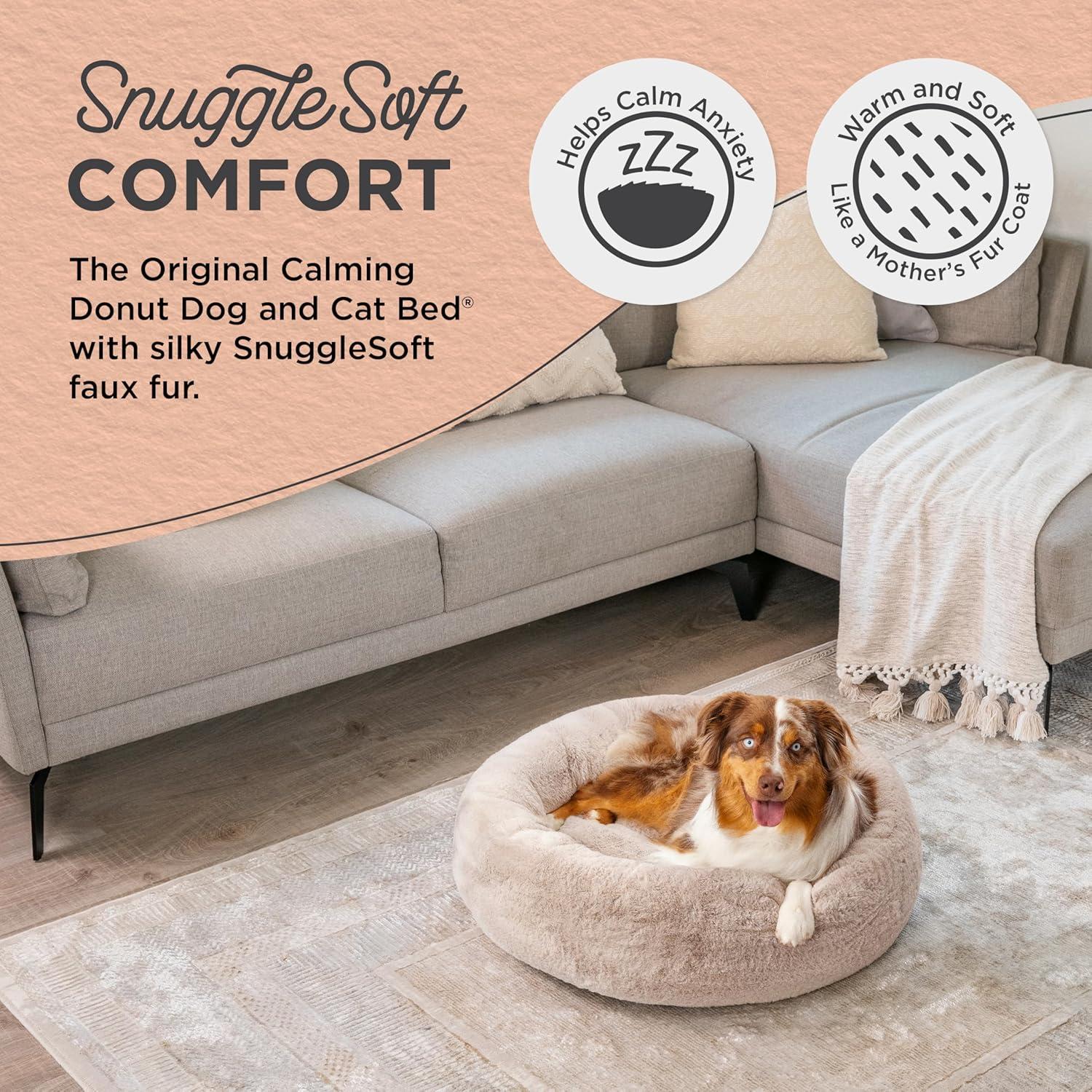 Best Friends by Sheri SnuggleSoft Faux Fur Memory Foam Calming Donut Bed