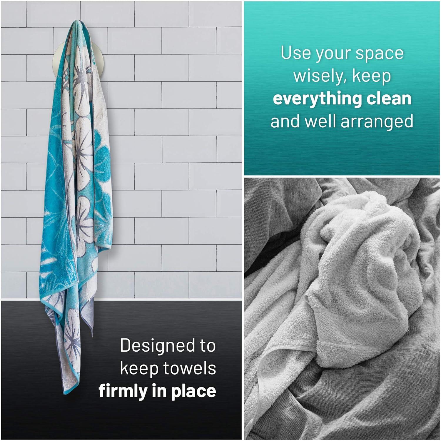Brushed Nickel Towel Hooks for Bathroom Wall Mounted - Stylish and Durable Modern Hand Towel Hooks for Bathrooms - Rust-Proof Towel Hooks for Shower - Bathroom Towel Hooks