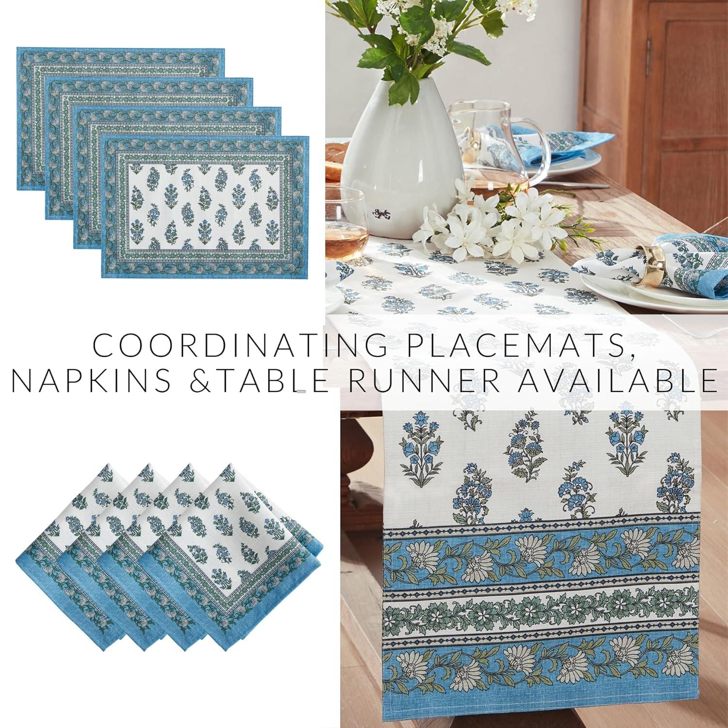 Tropez Block Print Stain & Water Resistant Indoor/Outdoor Tablecloth - Multicolor - 60x84 - Elrene Home Fashions