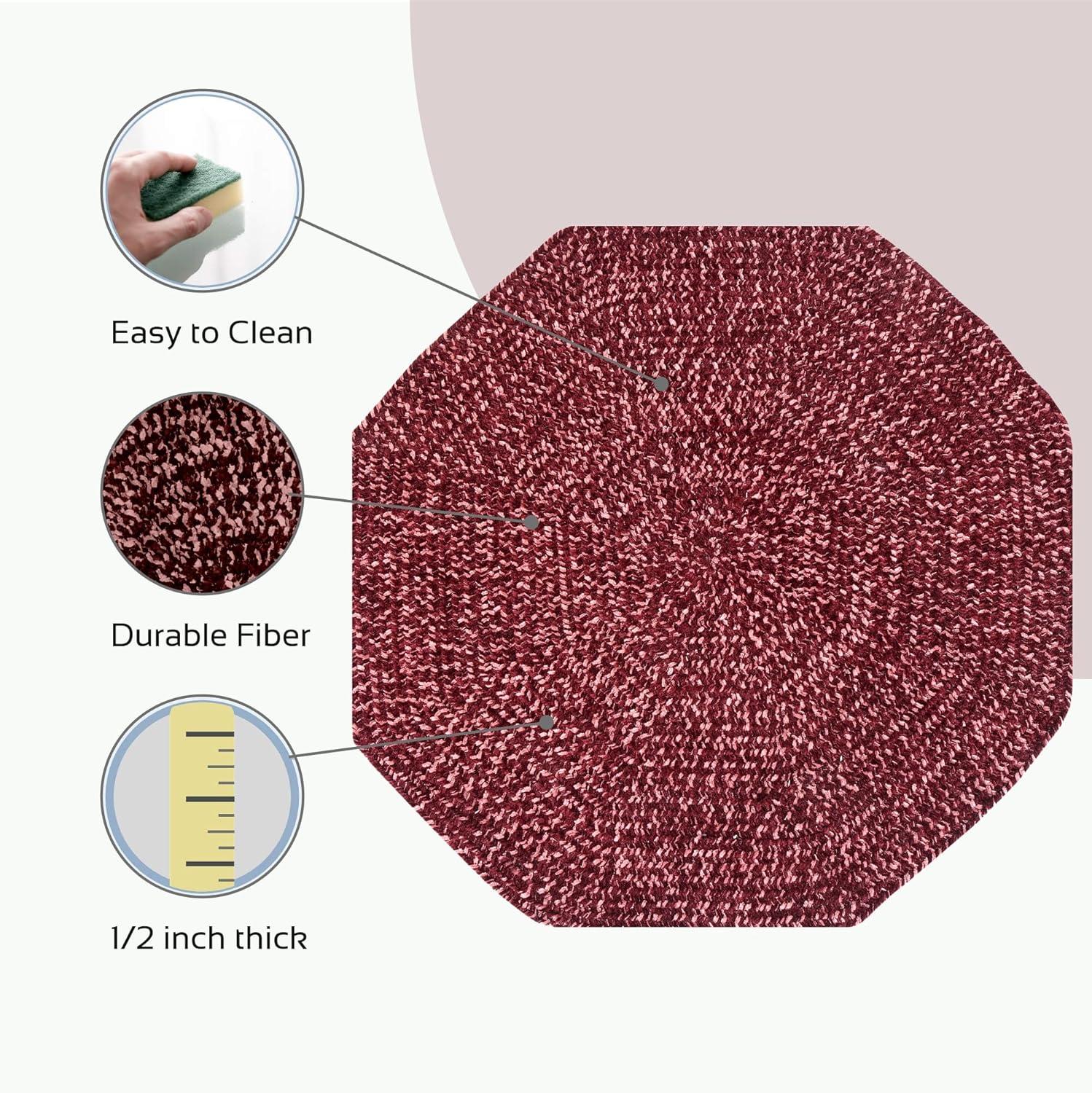 Better Trends Chenille Tweed Polyester 72" Octagonal Rug, Indoor Use, for Adult - Burgundy/Mauve