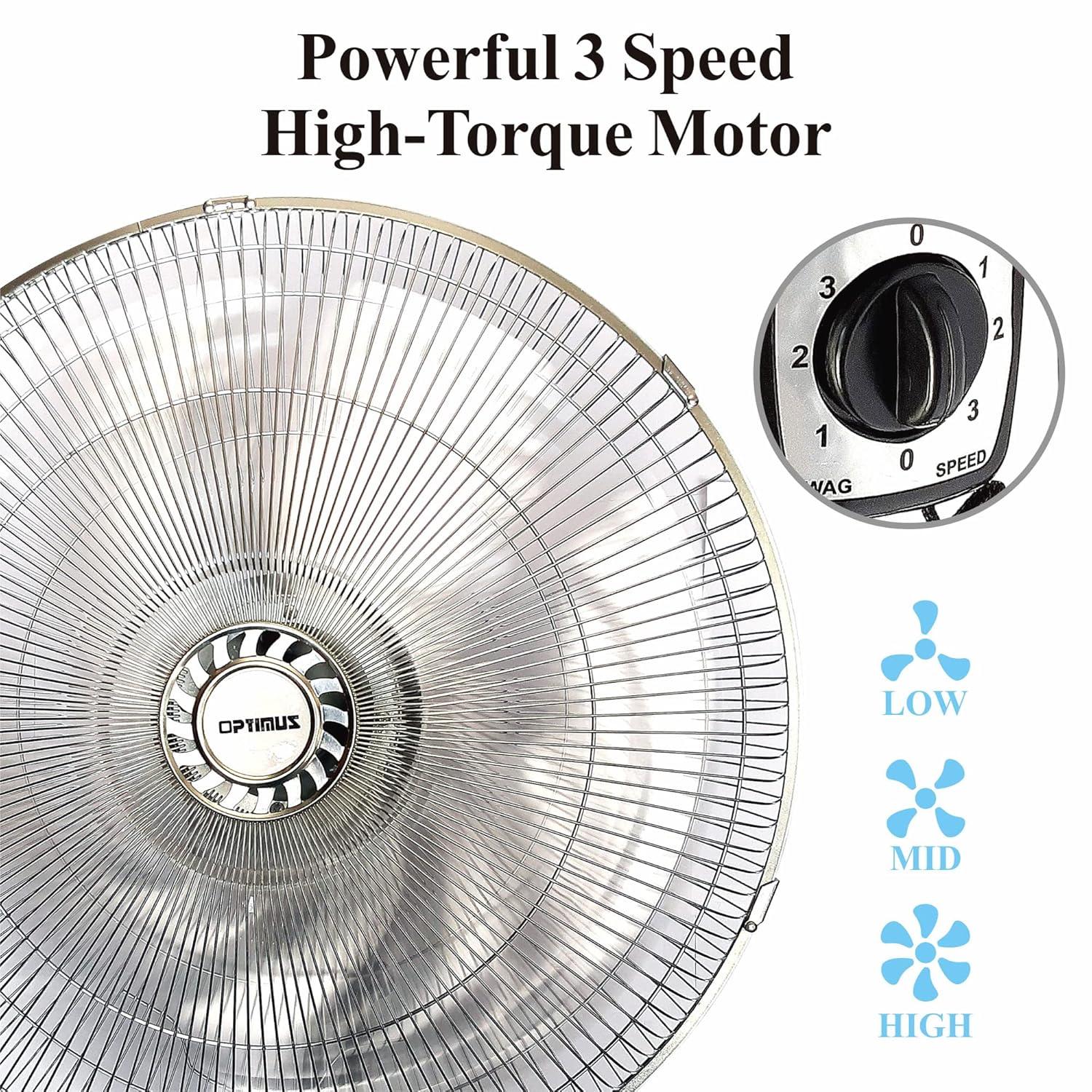 Optimus F-4187 18" Industrial Grade High Velocity Oscillating Wall Fan 18" Industrial Grade Oscillating Wall Fan
