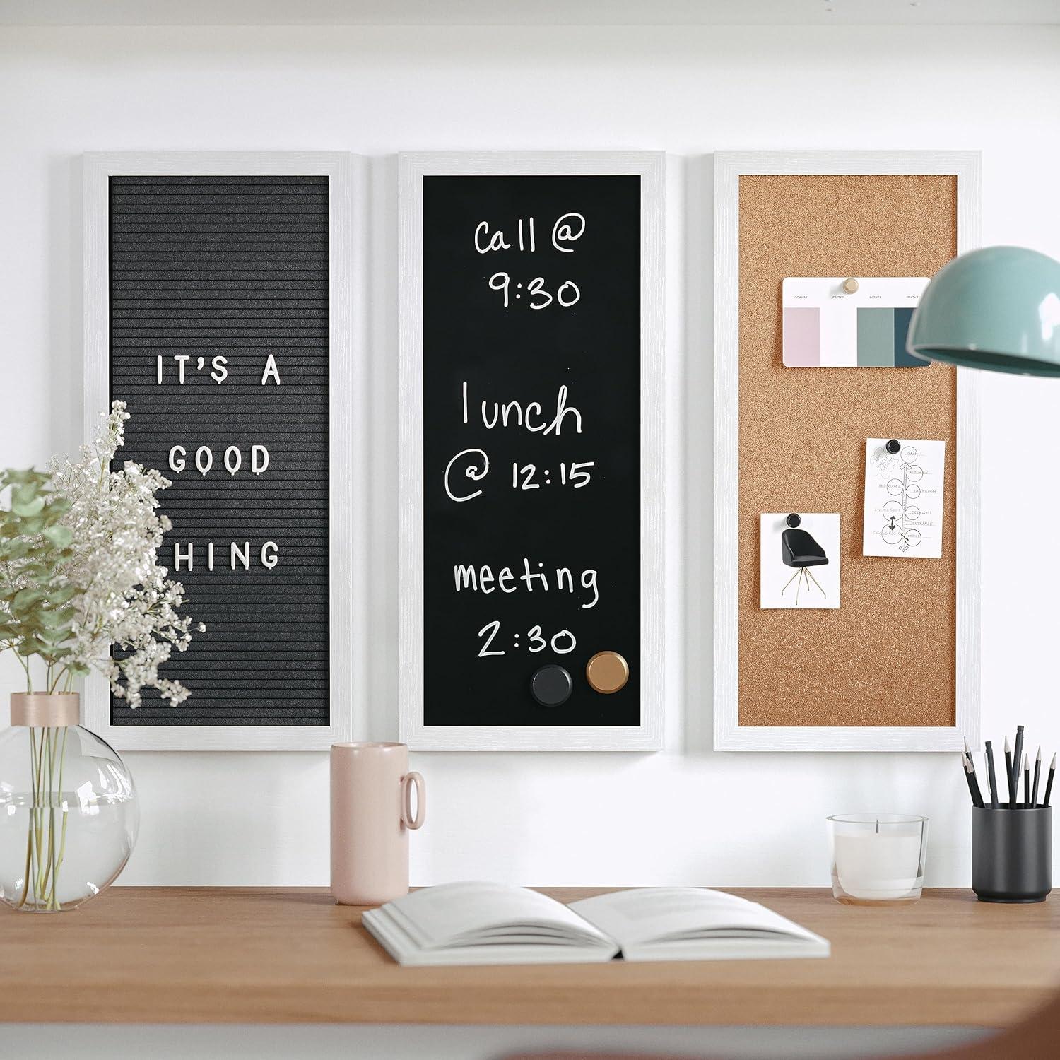 Thomas Martha Stewart Cork Board, Chalk Board, Letter Board Set with Included Push Pins, Magnets, Liquid Chalk