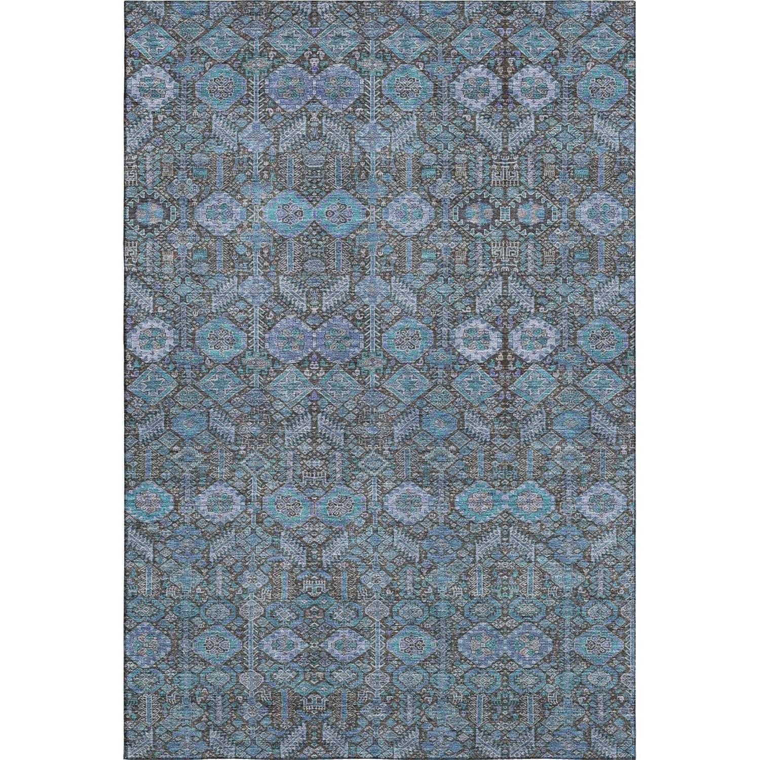 Teal Bohemian Washable Synthetic 8' x 10' Area Rug