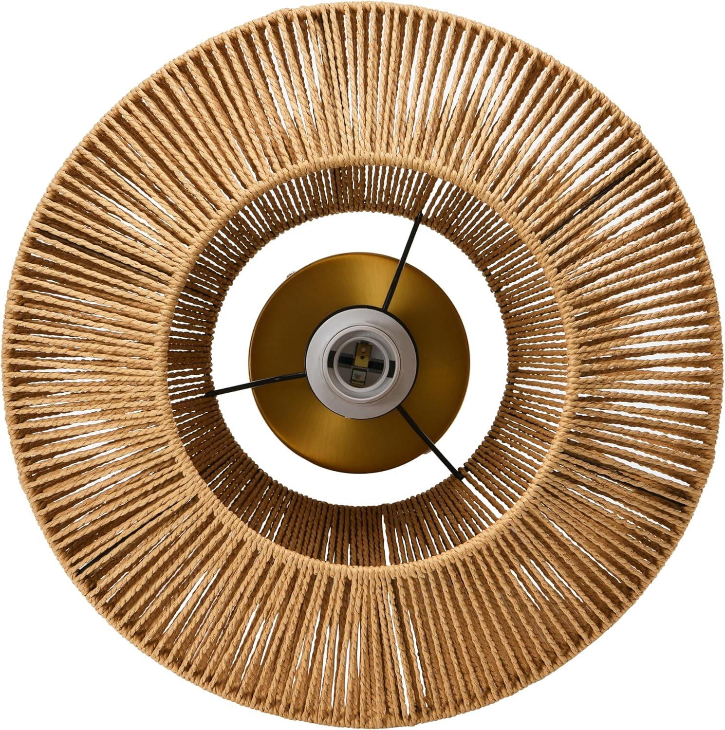 Storied Home Coastal Ceiling Lamp with Shade Natural Paper Rope and Iron Base: Flush Mount, ETL & UL Listed