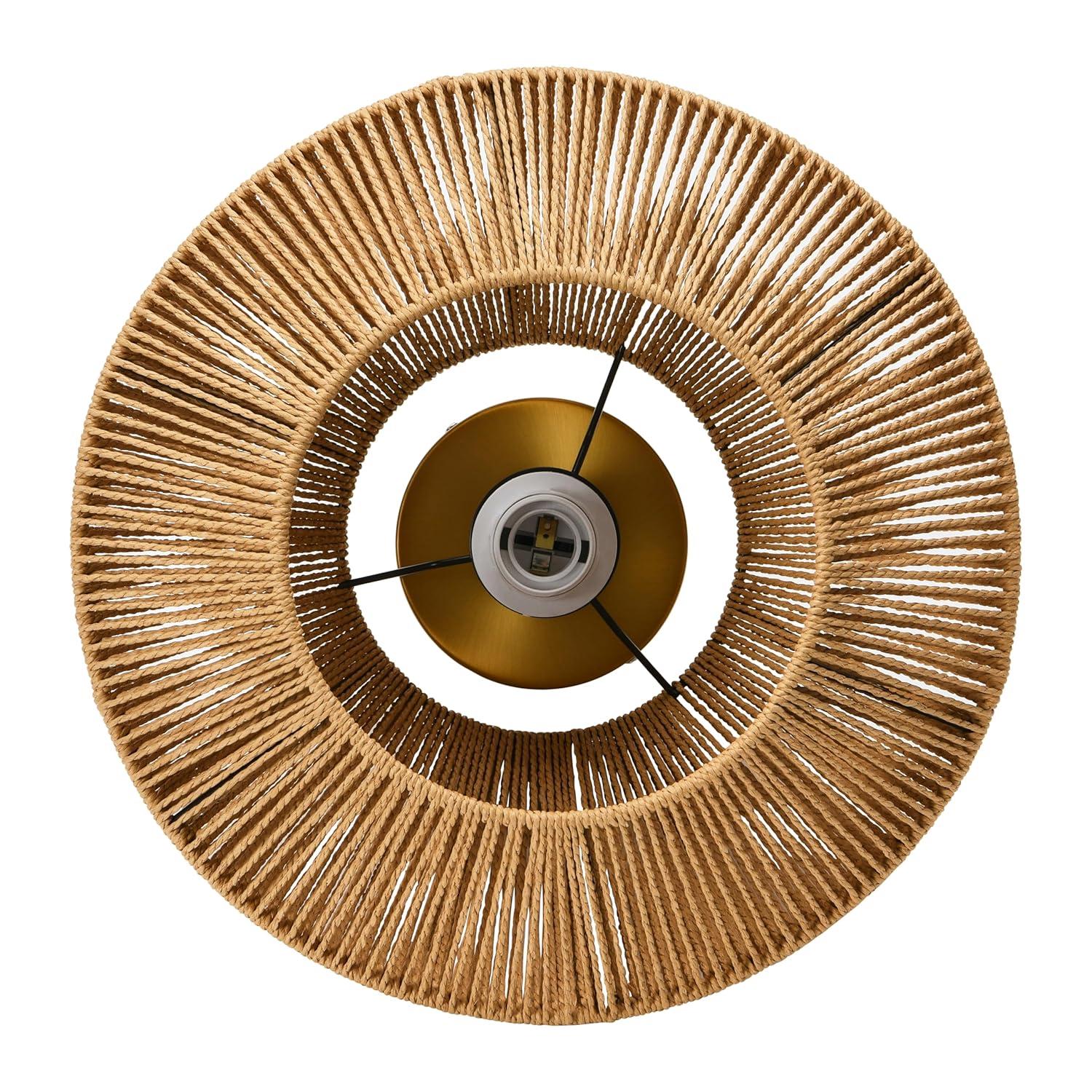 Storied Home Coastal Ceiling Lamp with Shade Natural Paper Rope and Iron Base: Flush Mount, ETL & UL Listed