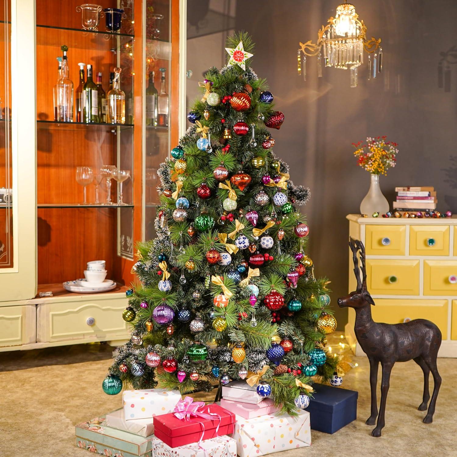 25 Piece Silver Mercury Glass Christmas Ornaments Vintage Christmas Decorations For Tree, Halloween, New Year, Valentine Day, Holidays, Event And Wedding Party Decor