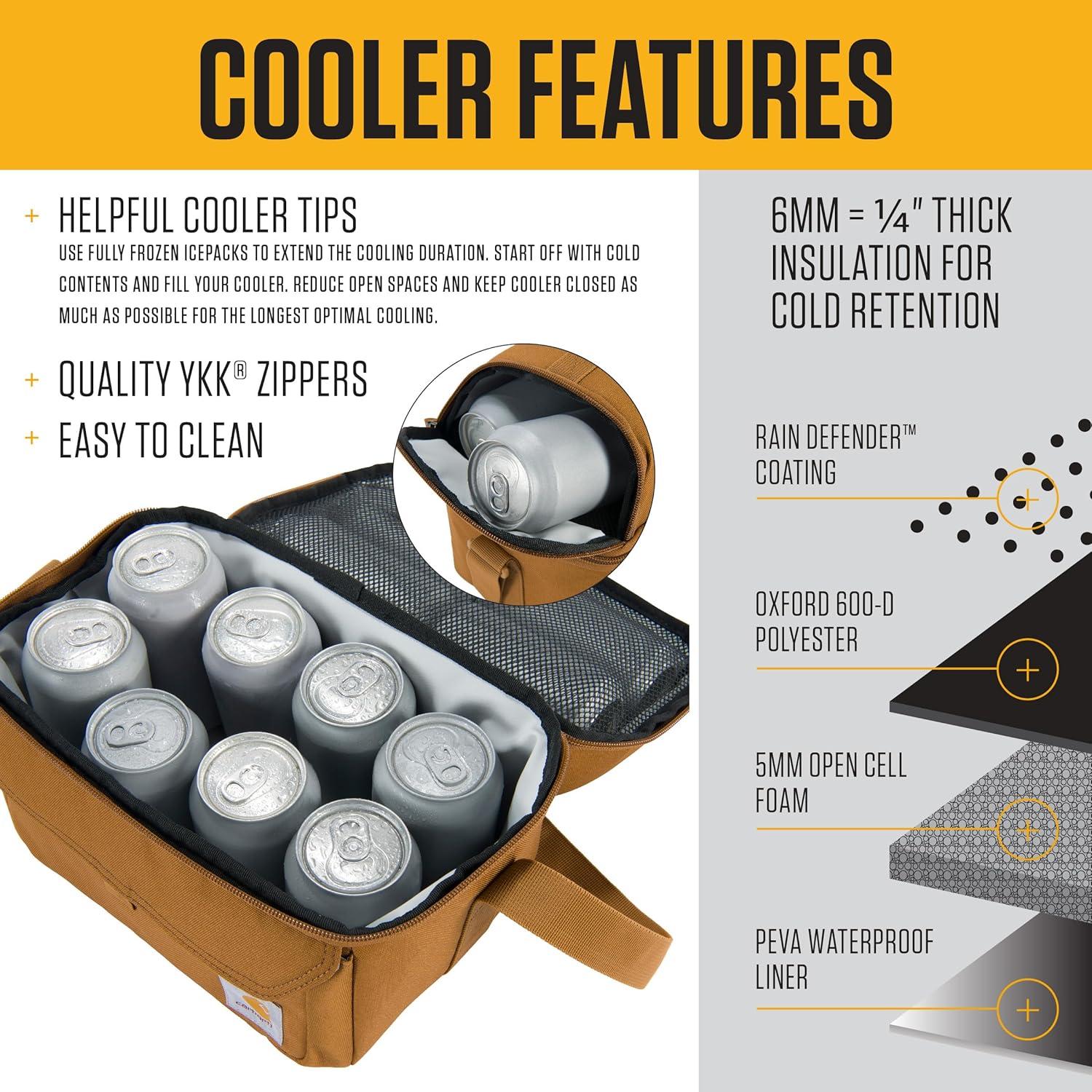 Carhartt Insulated 12 Can Two Compartment Lunch Cooler, One Size, Black
