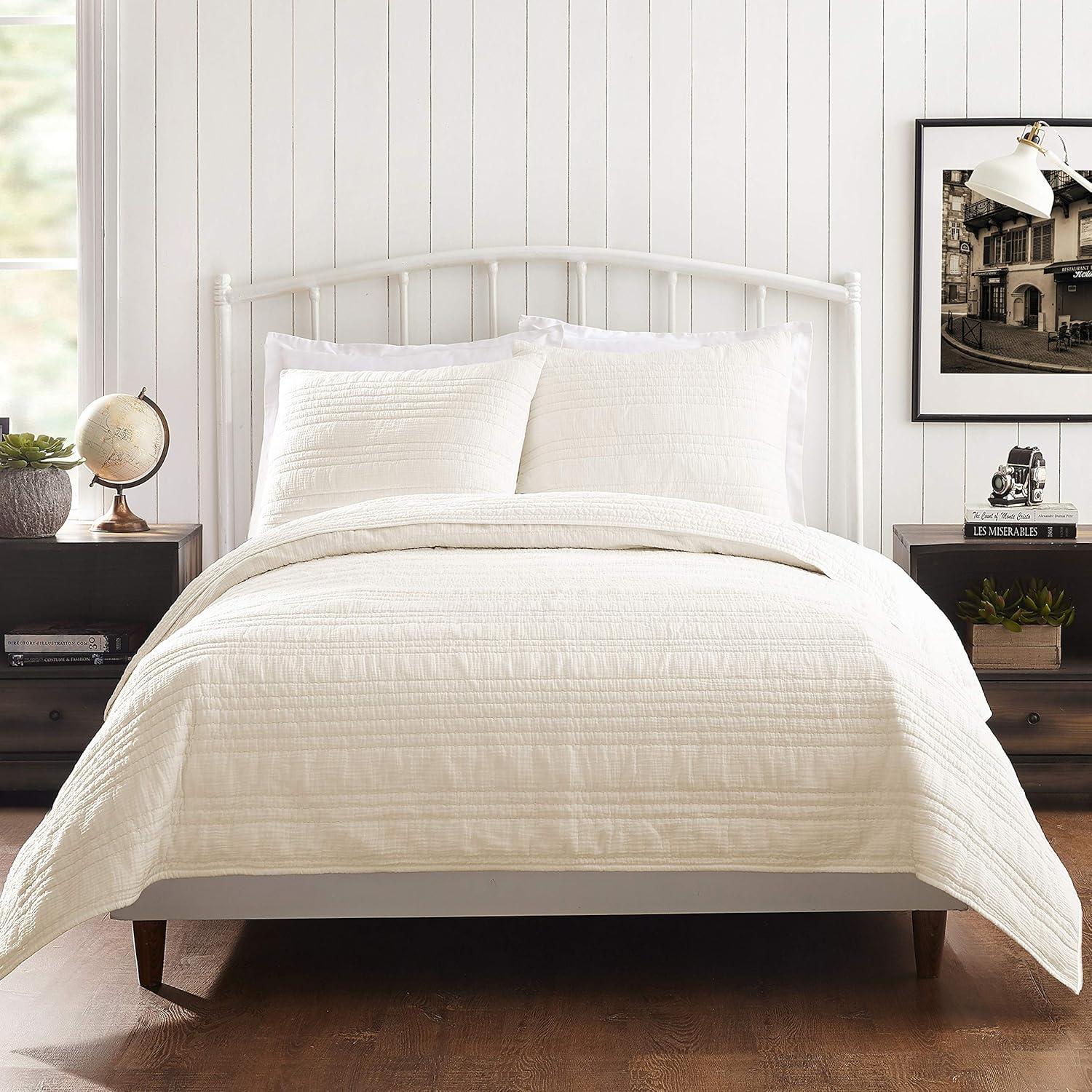 Ivory Cotton and Polyester Standard Sham Pair