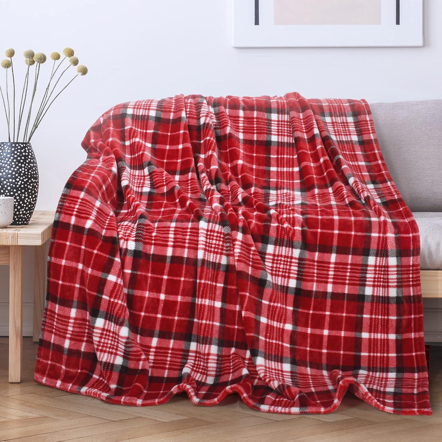 Red Buffalo Plaid Fleece Blanket 50" x 60" Reversible