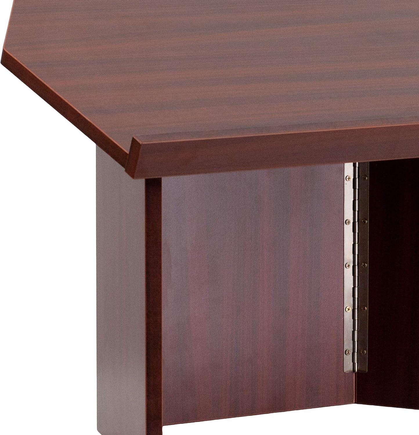 Mahogany Foldable Tabletop Lectern with Slanted Top and Ledge