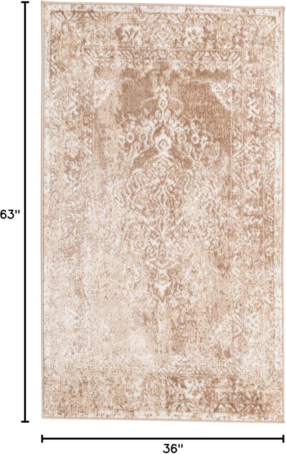 Unique Loom Oxford Collection Area Rug - Bodleian (3' x 5' 3" Rectangle Beige/Ivory)