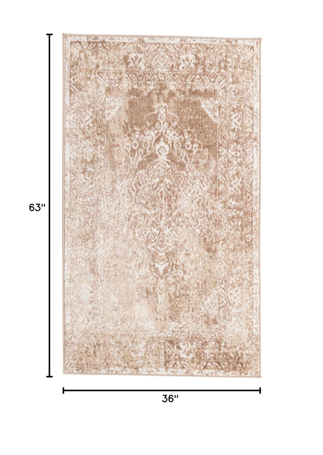 Unique Loom Oxford Collection Area Rug - Bodleian (3'  x 5' 3" Rectangle Beige/Ivory)