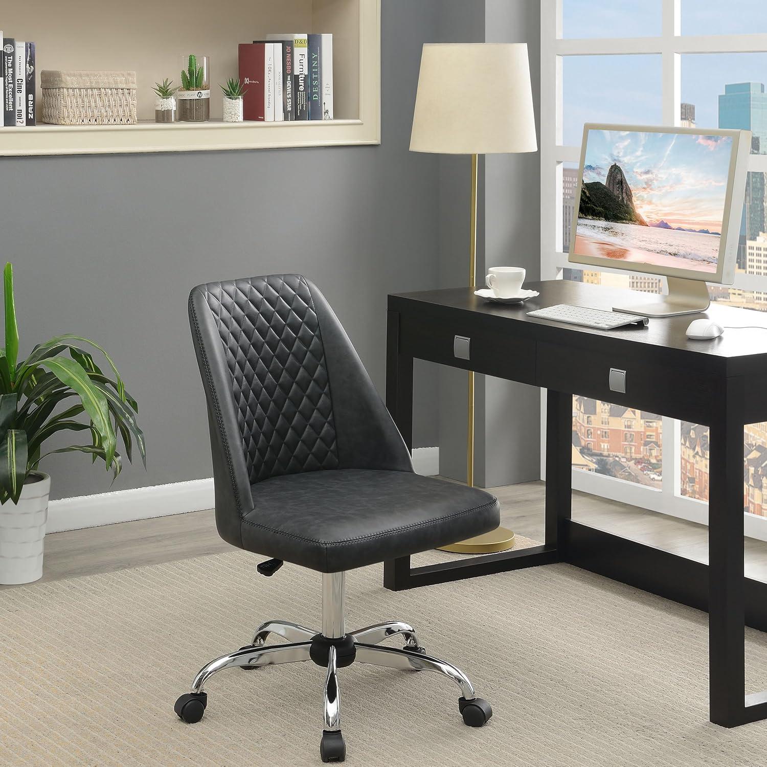 Coaster Althea Upholstered Tufted Back Faux Leather Office Chair in Gray