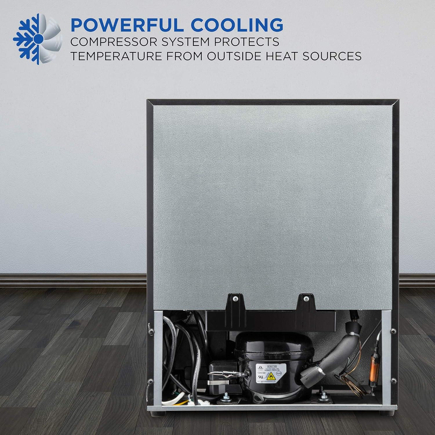 Ivation 62 Can Beverage Refrigerator | Freestanding Ultra Cool Mini Fridge |Reversible Glass Door & Adjustable Shelving - Stainless Steel