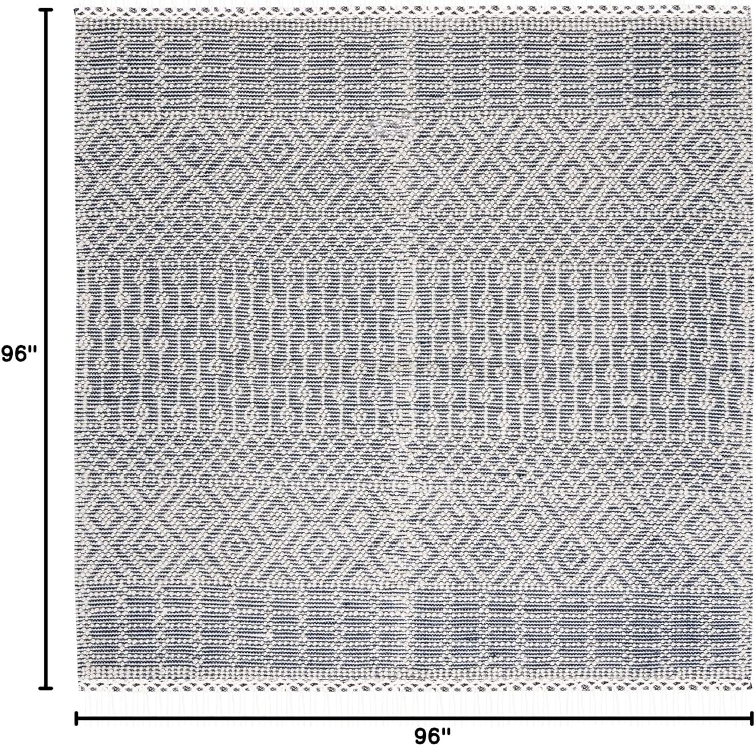 Natura NAT852 Hand Loomed Indoor Area Rug - Ivory/Navy - 8'x8' - Safavieh