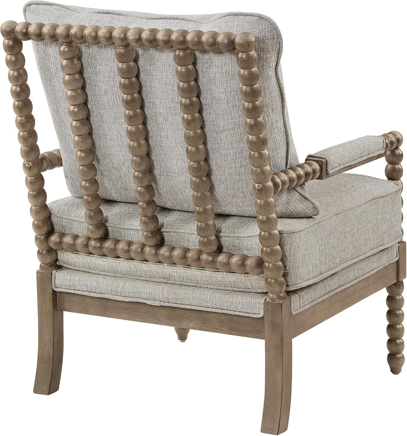 Fletcher Spindle Chair in Charcoal Fabric with Rustic Brown Finish