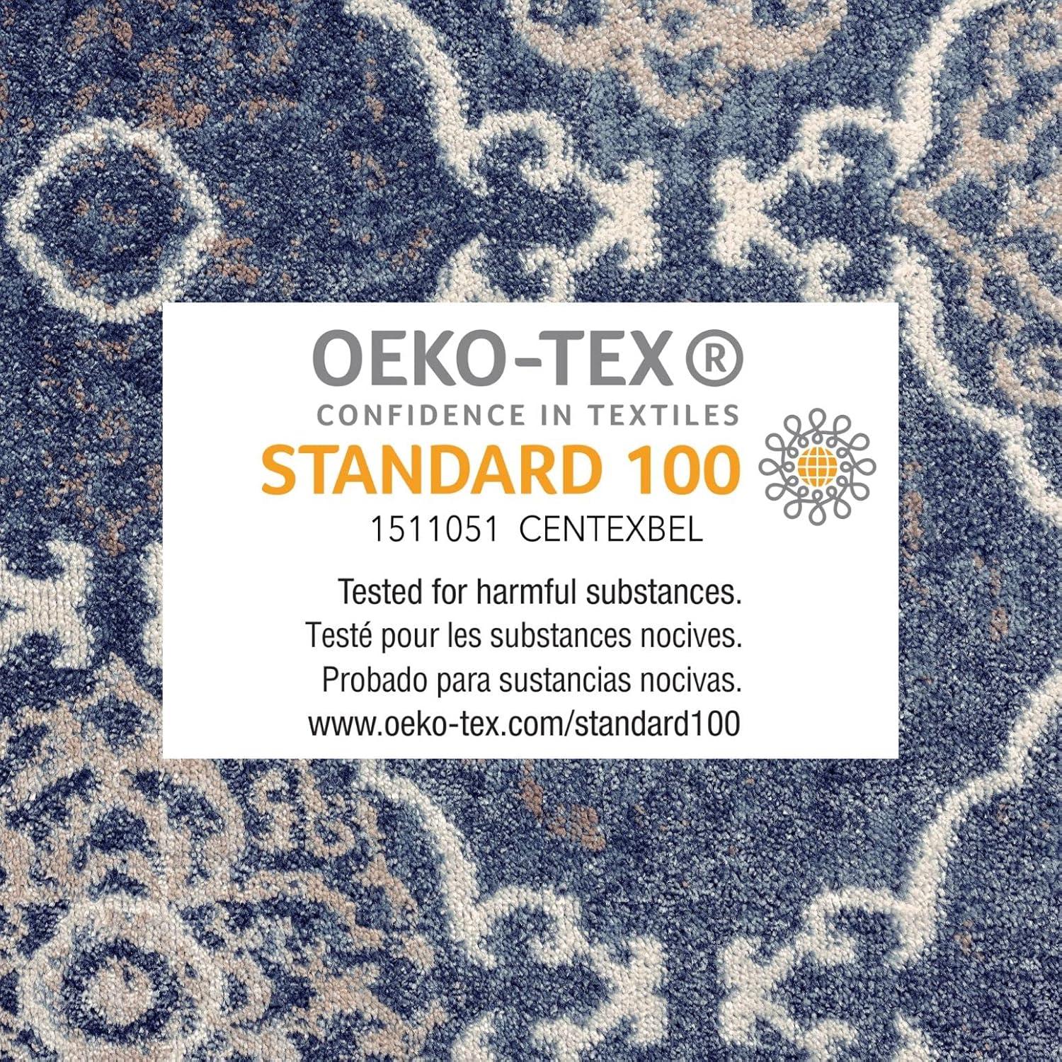 Home Dynamix Boho Andorra Transitional Damask Area Rug, Navy Blue/Ivory, 5'2"x7'2"