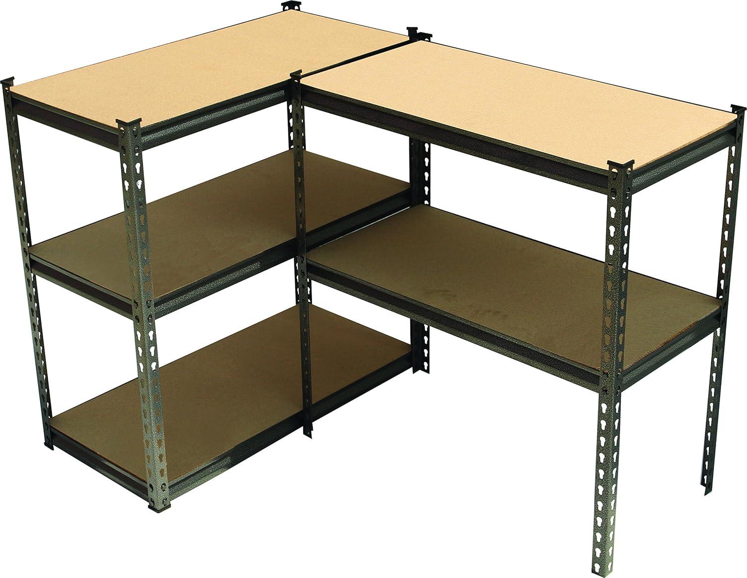 Adjustable Black and Wooden 5-Tier Steel Storage Rack